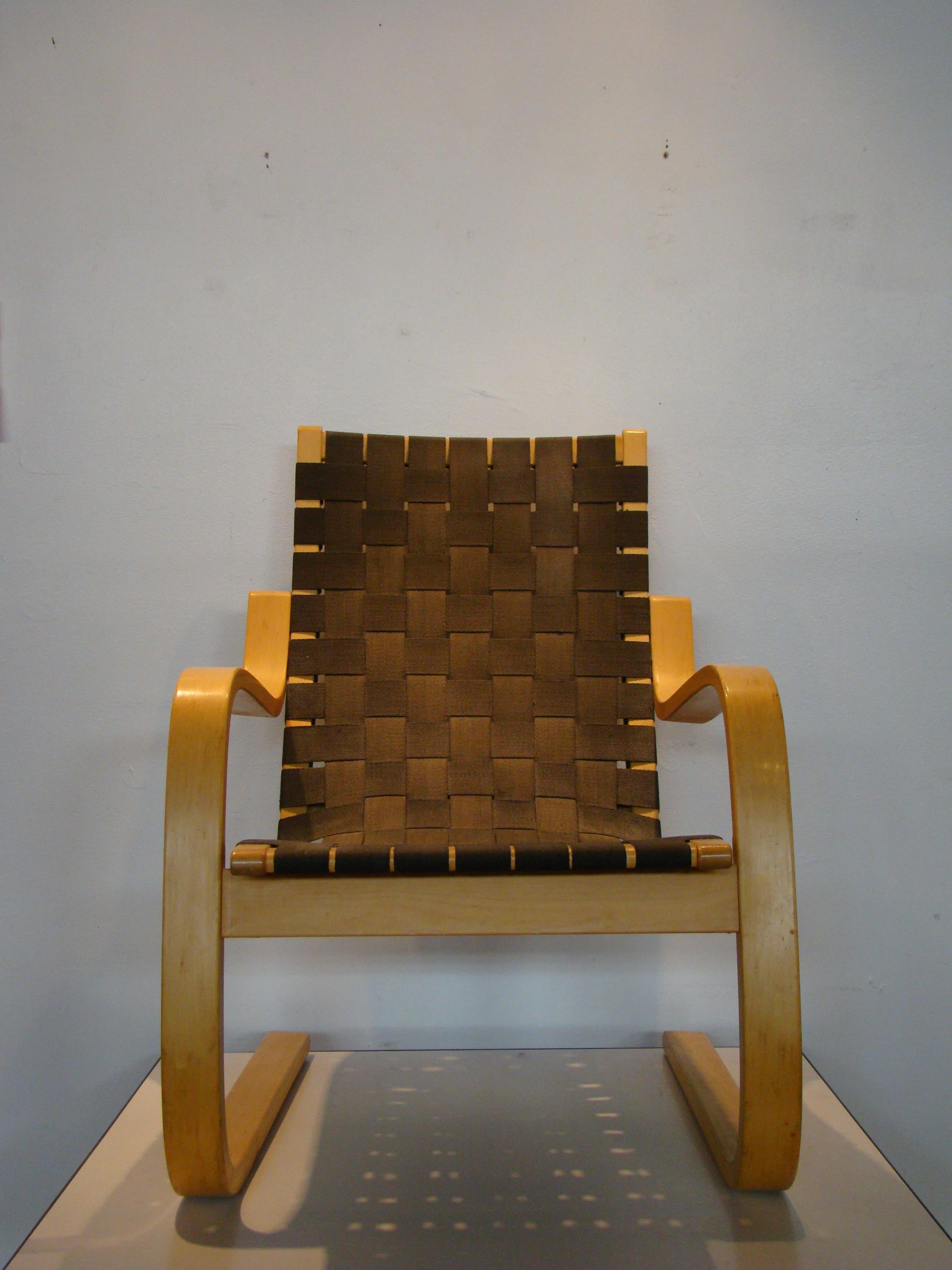Model #406 Armchairs Pair by Alvar Aalto, Made in Finland for ICF In Good Condition In Denver, CO