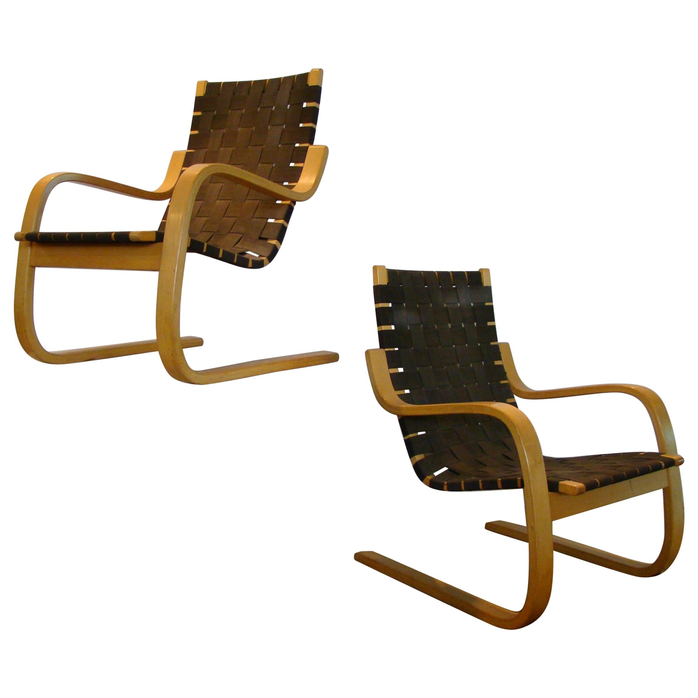 Model #406 Armchairs Pair by Alvar Aalto, Made in Finland for ICF