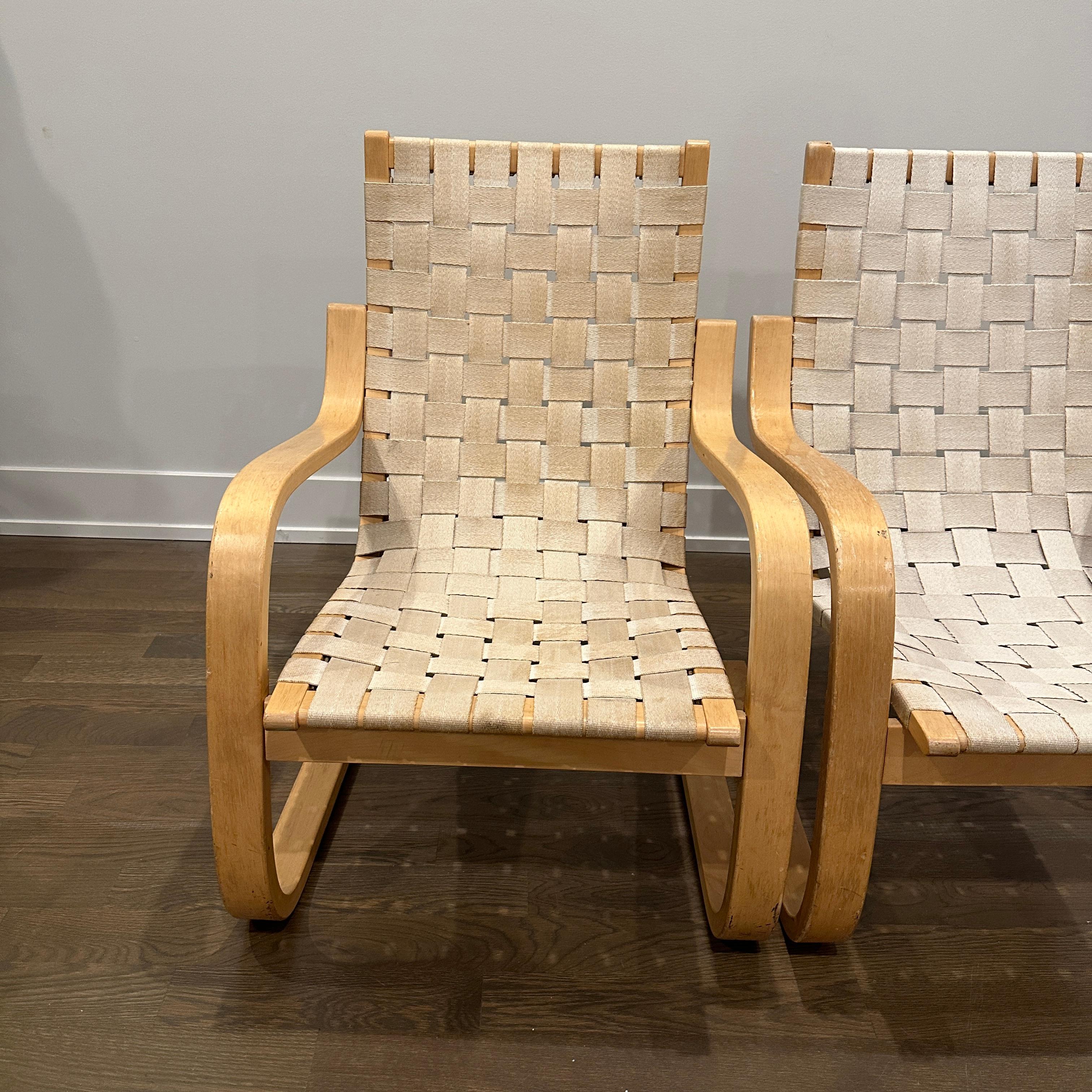 Cotone Sedie da salotto Model 406 di Alvar Aalto per Artek in vendita