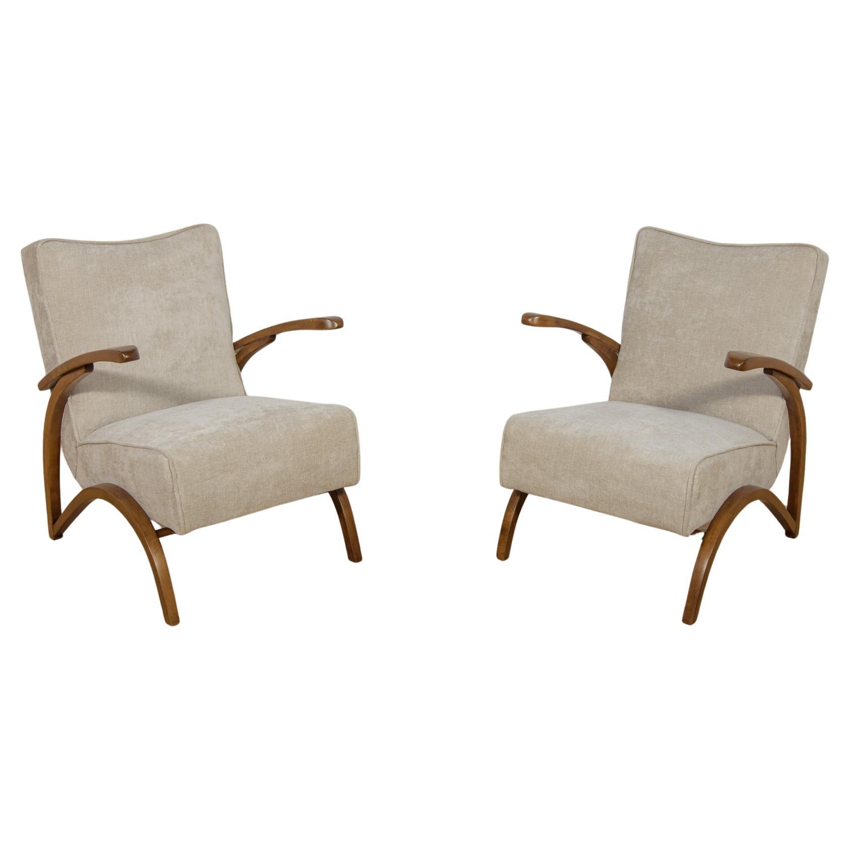 Model 410 Armchairs by Jindřich Halabala for UP Závody, Czechoslovakia, 1930s.