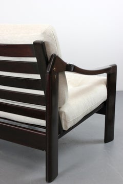 Model "416" sofa with ukola wood frame and washable ivory fabric upholstery