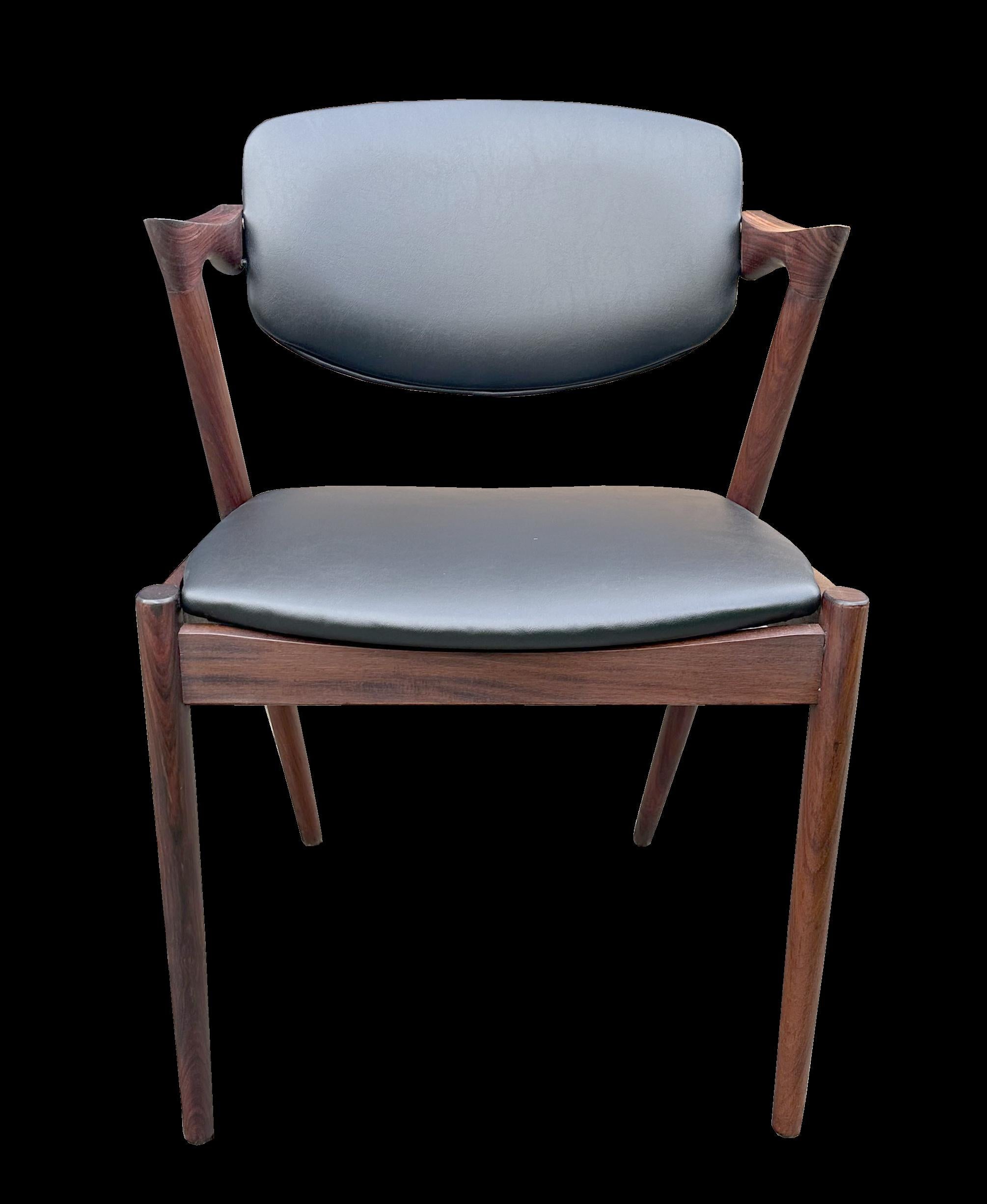Upholstery Model 42 Armchairs in Solid Santos Rosewood by Kai Kristiansen for Schou Anderse