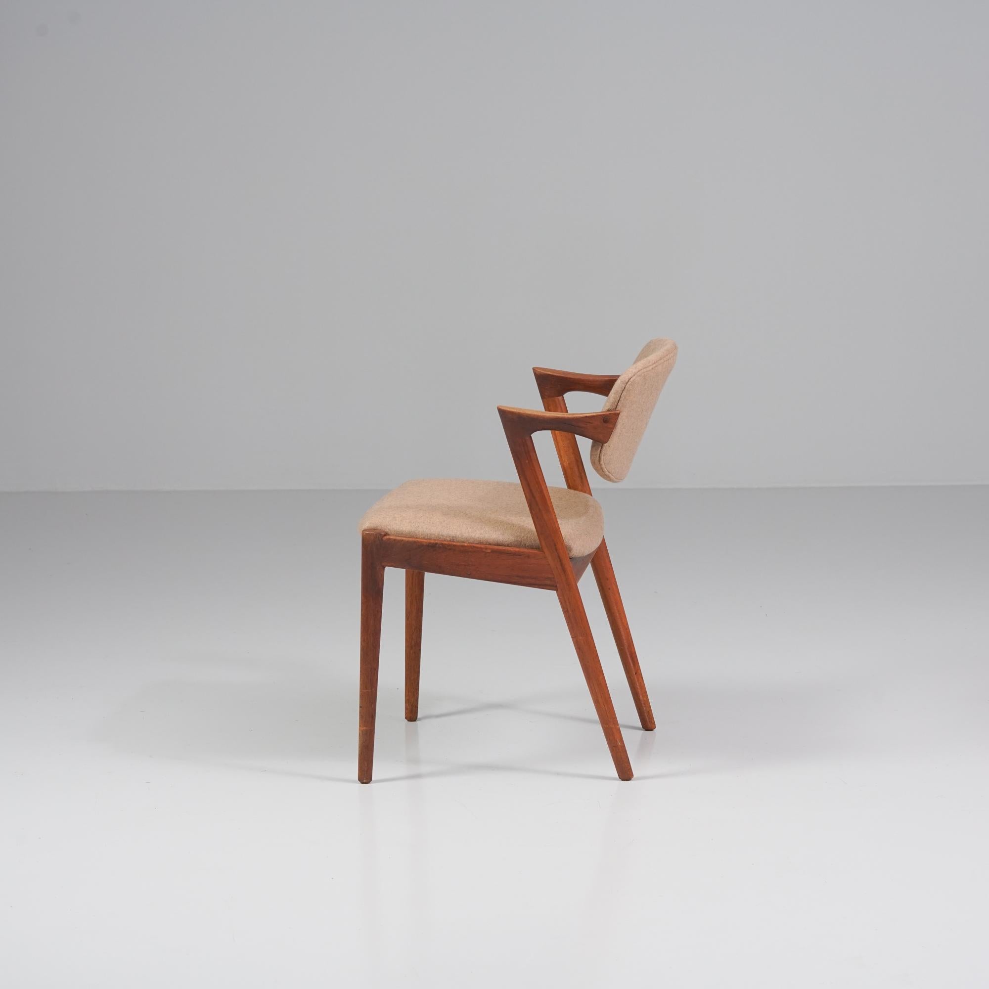 Scandinavian Modern Model 42 Chair, Kai Kristiansen, Schou Andersen Møbelfabrik, 1950/1960s For Sale