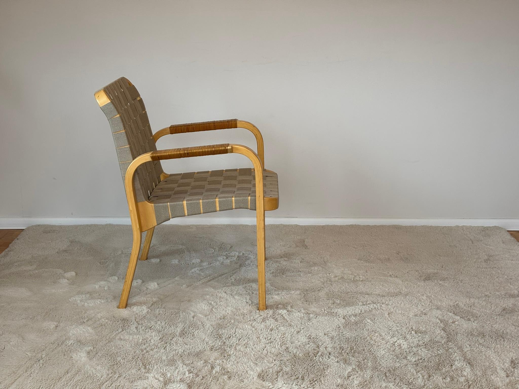 Linen Model 45 Lounge Chairs by Alvar Aalto for Artek, 1970s For Sale