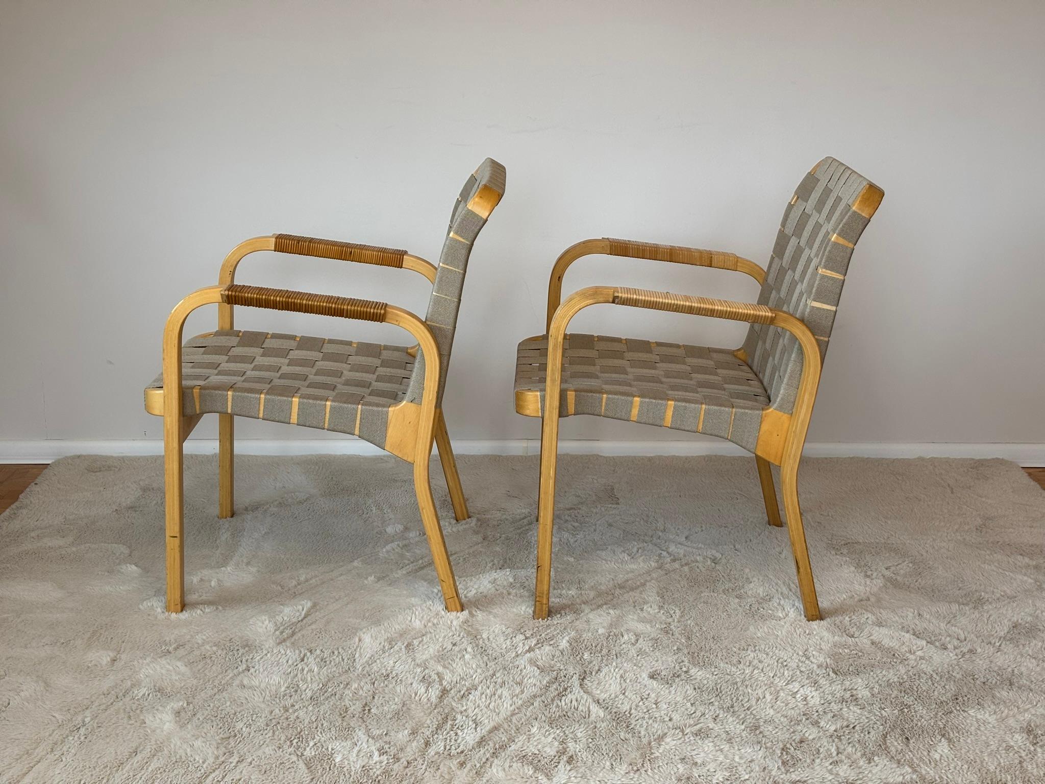 Finnish Model 45 Lounge Chairs by Alvar Aalto for Artek, 1970s Set of 2 For Sale