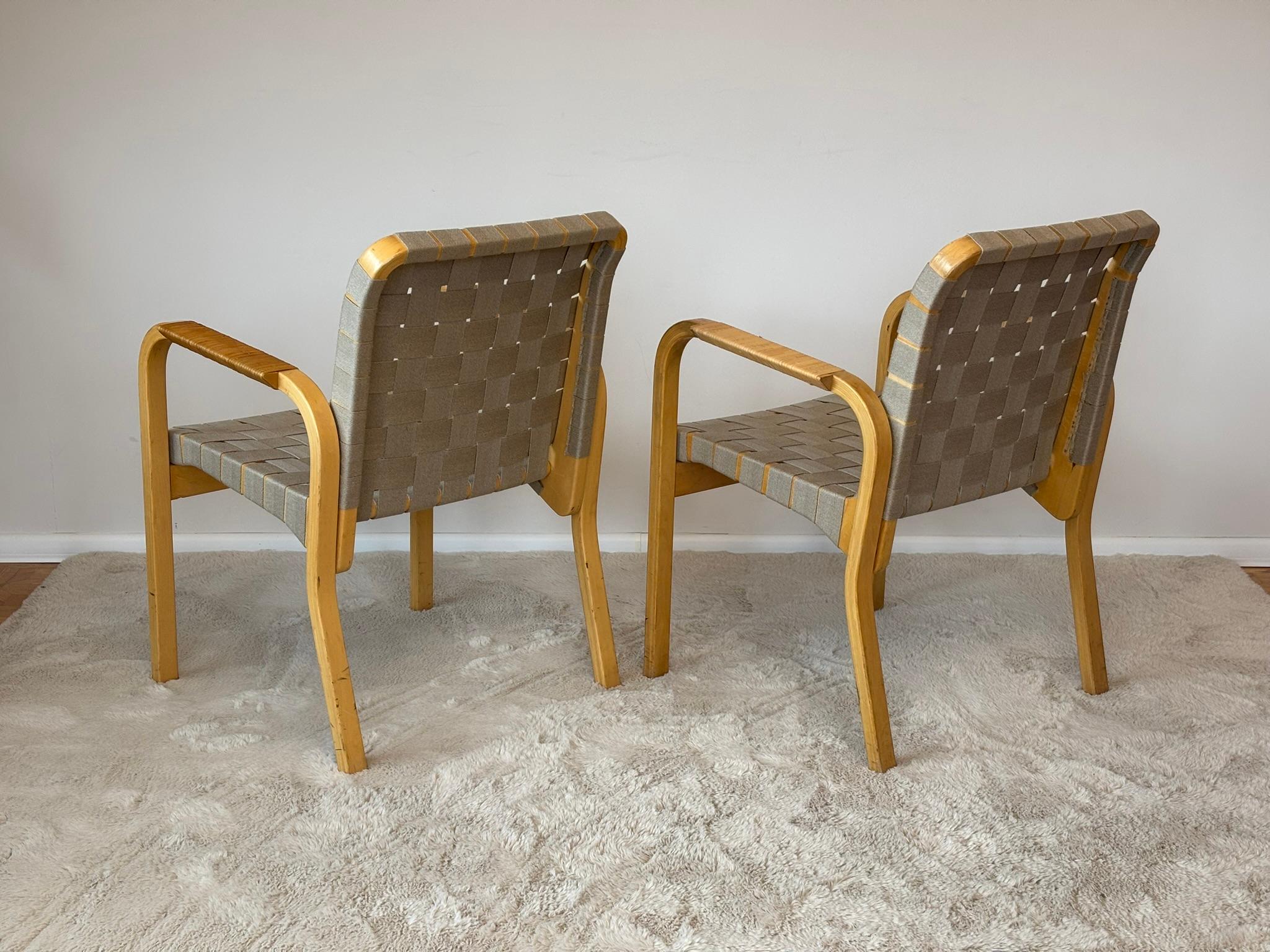 Woodwork Model 45 Lounge Chairs by Alvar Aalto for Artek, 1970s Set of 2 For Sale