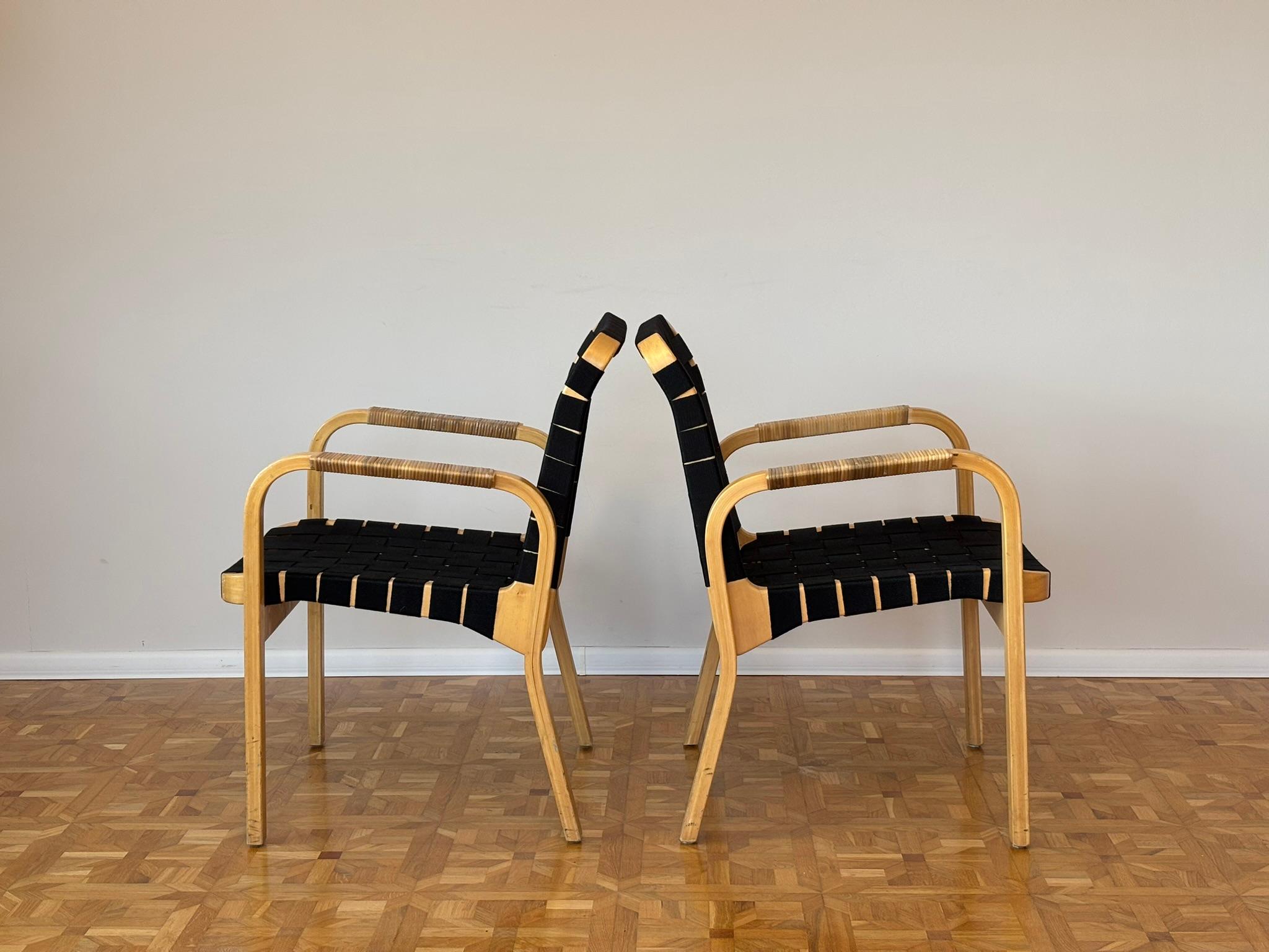 Woodwork Model 45 Lounge Chairs by Alvar Aalto for Artek, 1970s Set of 2 For Sale