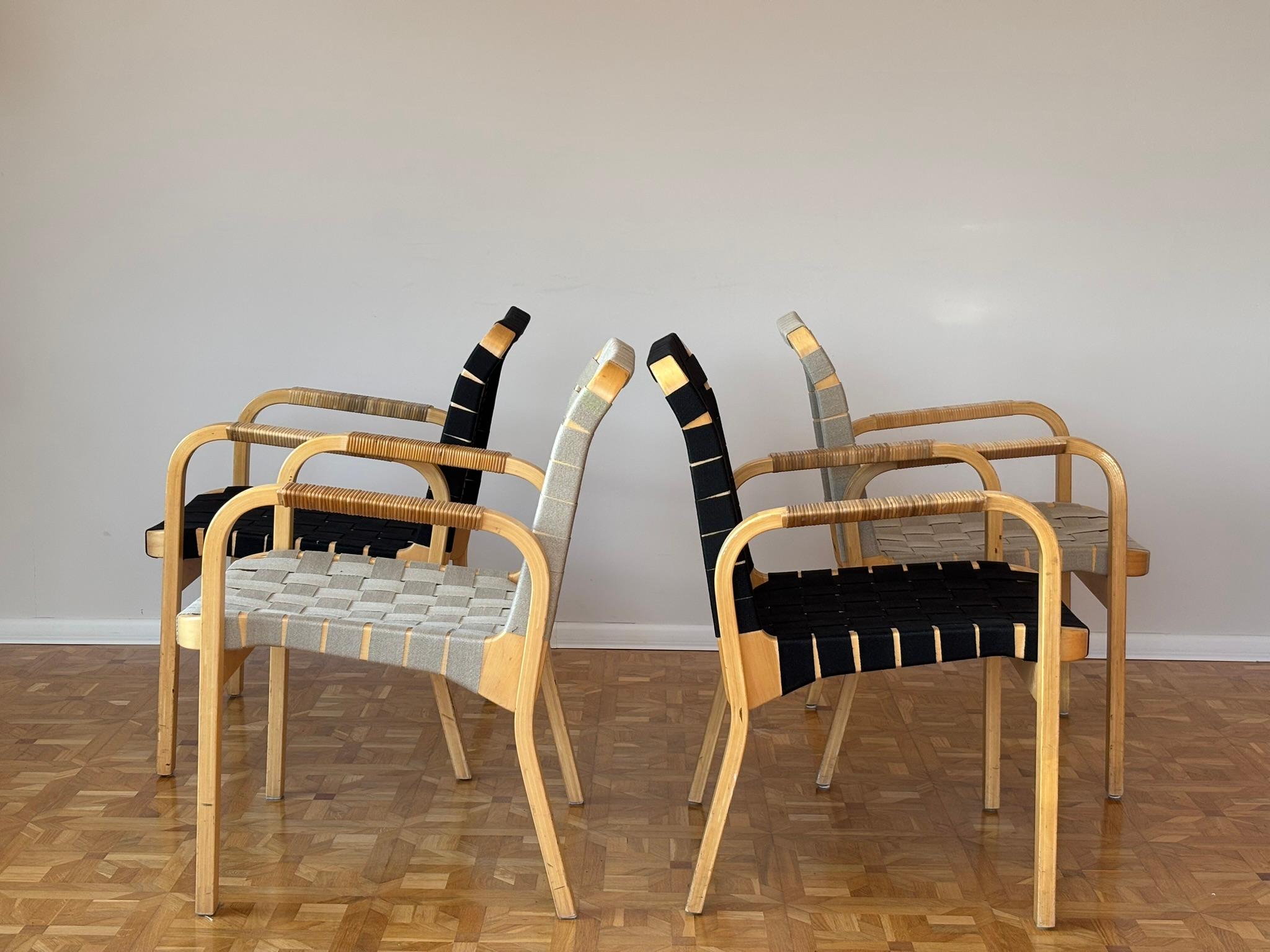 Finnish Model 45 Lounge Chairs by Alvar Aalto for Artek, 1970s Set of 4 For Sale