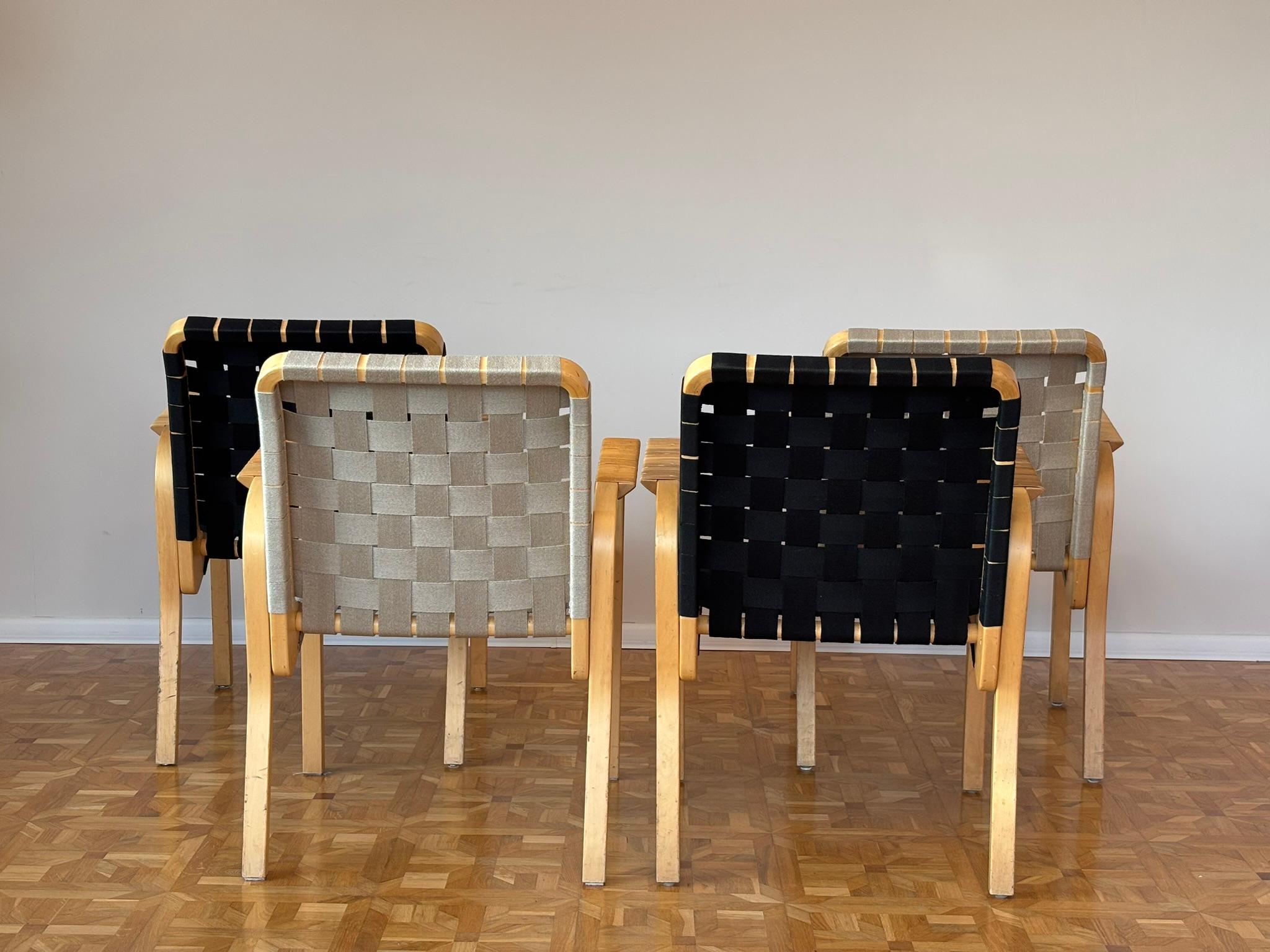 20th Century Model 45 Lounge Chairs by Alvar Aalto for Artek, 1970s Set of 4 For Sale