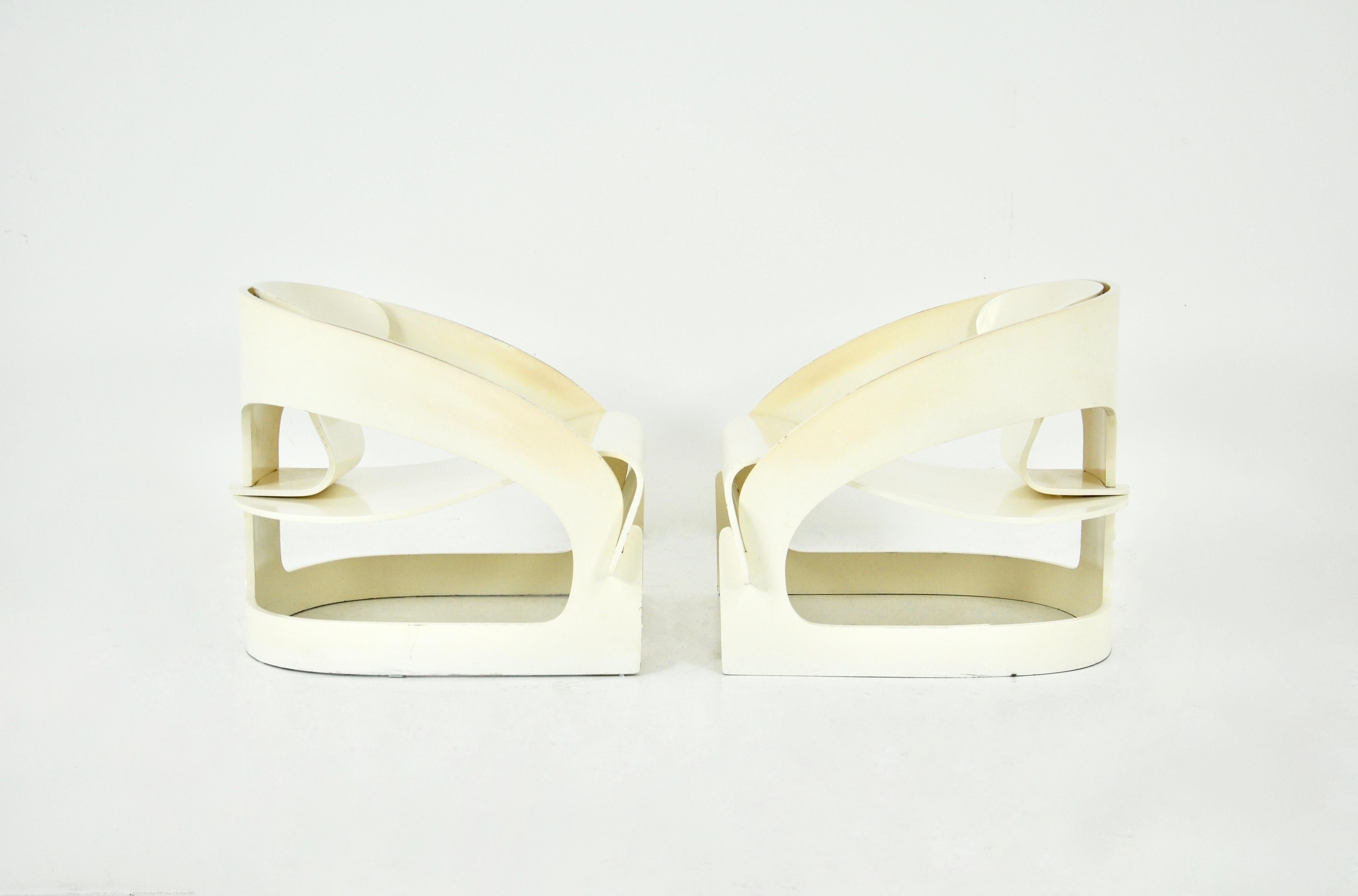 Wood Model 4801 Armchairs by Joe Colombo for Kartell, 1960s, set of 2