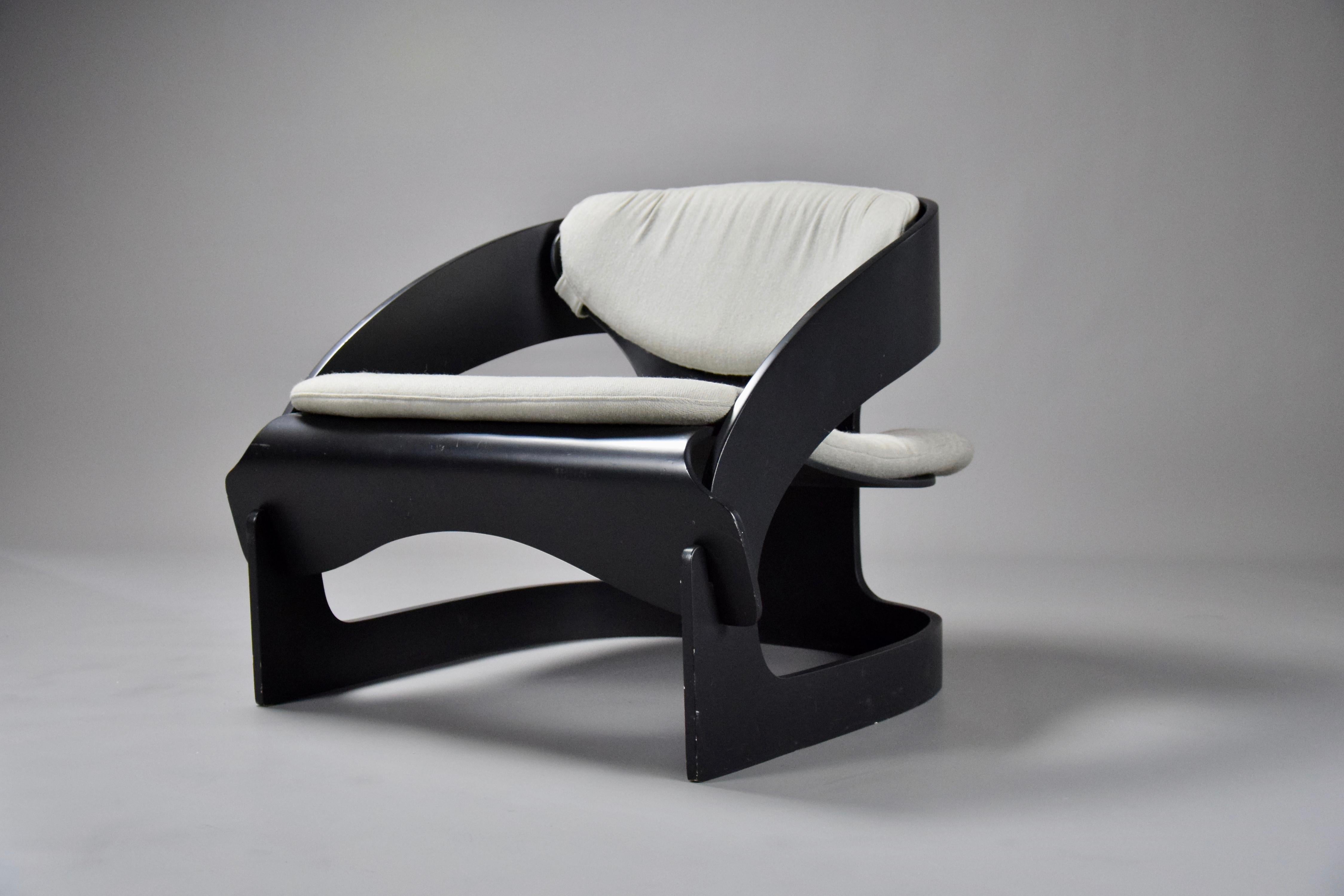 Model 4801 Black Plywood Chair by Joe Colombo for Kartell, Italy, 1965 4