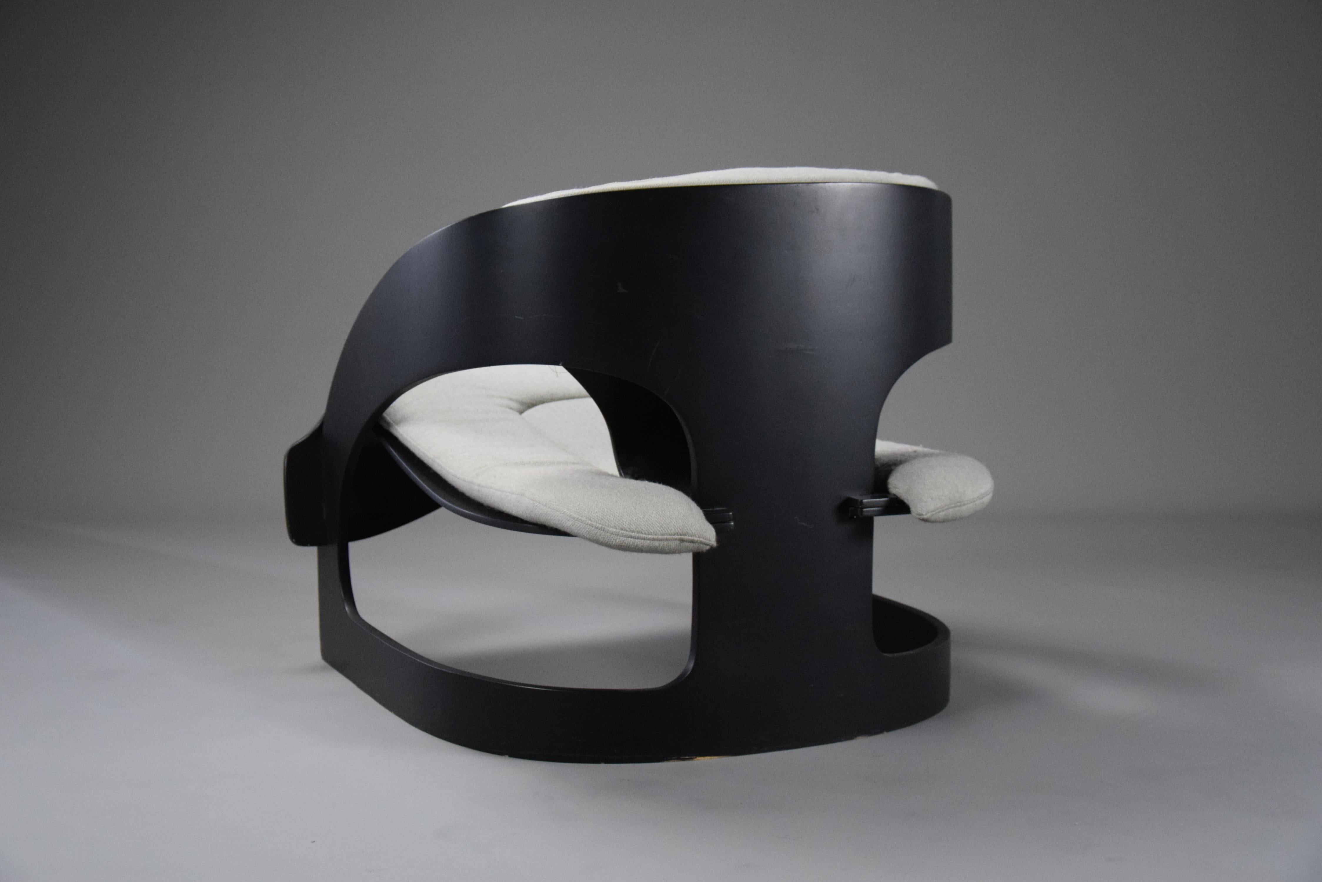 Model 4801 Black Plywood Chair by Joe Colombo for Kartell, Italy, 1965 In Good Condition In Weesp, NL
