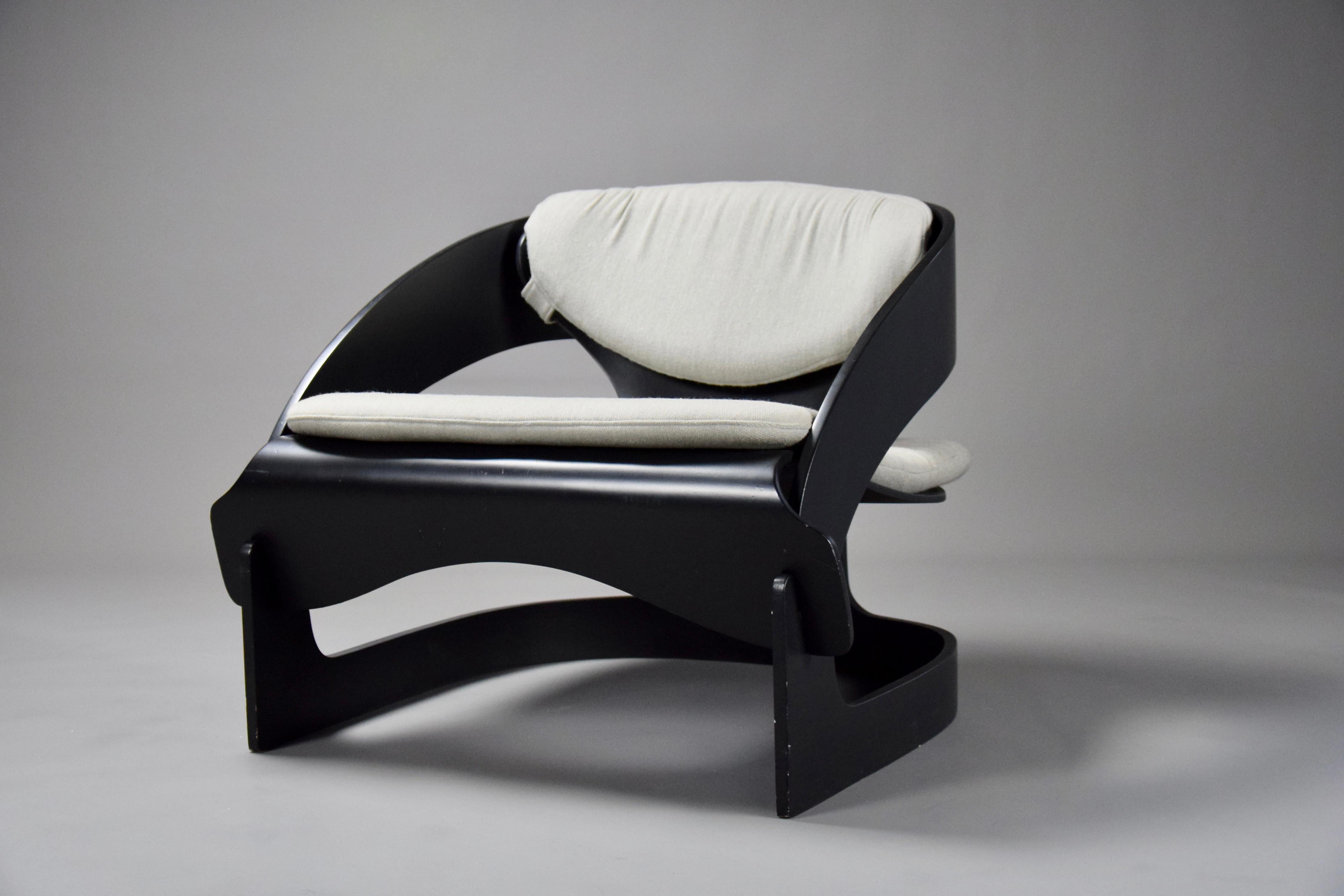 Mid-20th Century Model 4801 Black Plywood Chair by Joe Colombo for Kartell, Italy, 1965