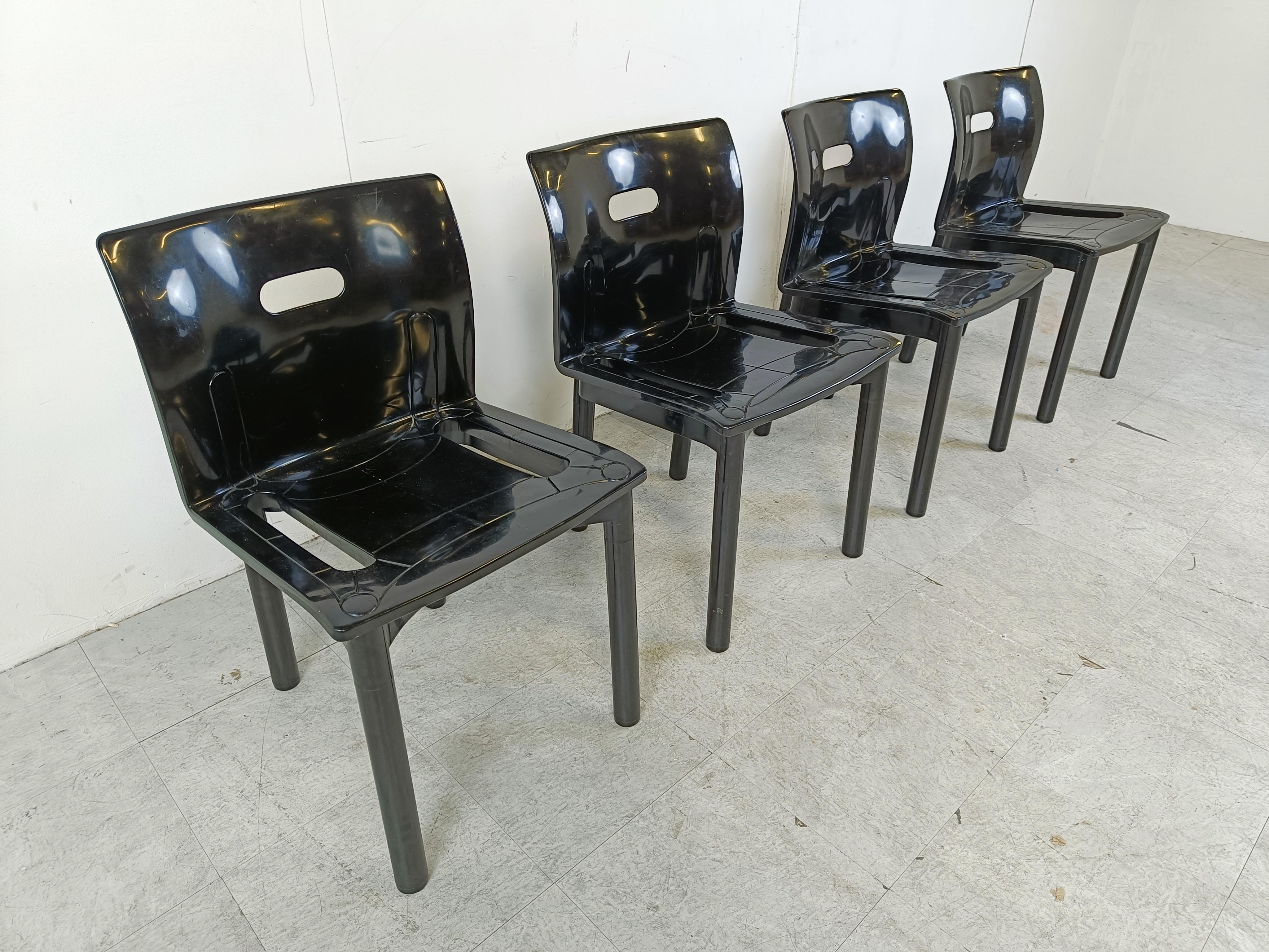 Late 20th Century Model 4870 Dining Chairs by Anna Castelli Ferrieri for Kartell, 1980s, Set of 4 For Sale