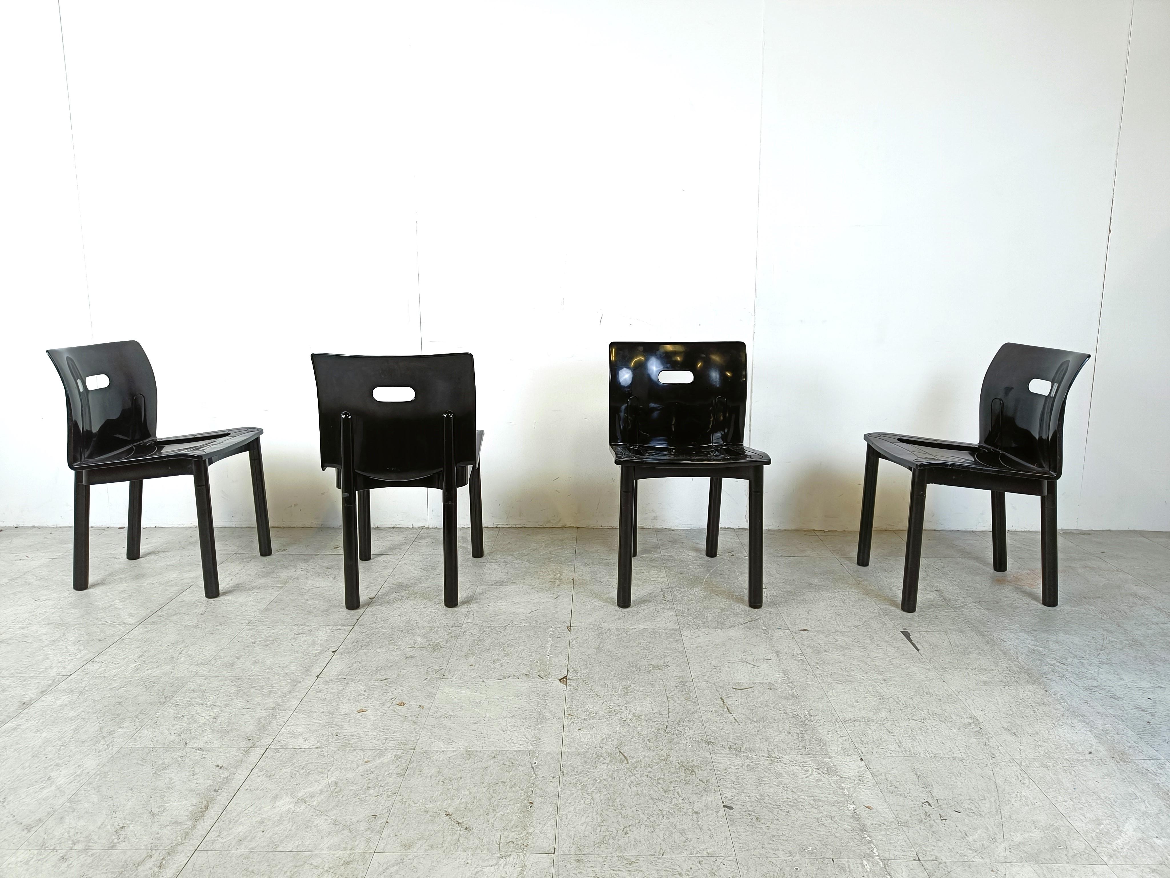 Plastic Model 4870 Dining Chairs by Anna Castelli Ferrieri for Kartell, 1980s, Set of 4 For Sale