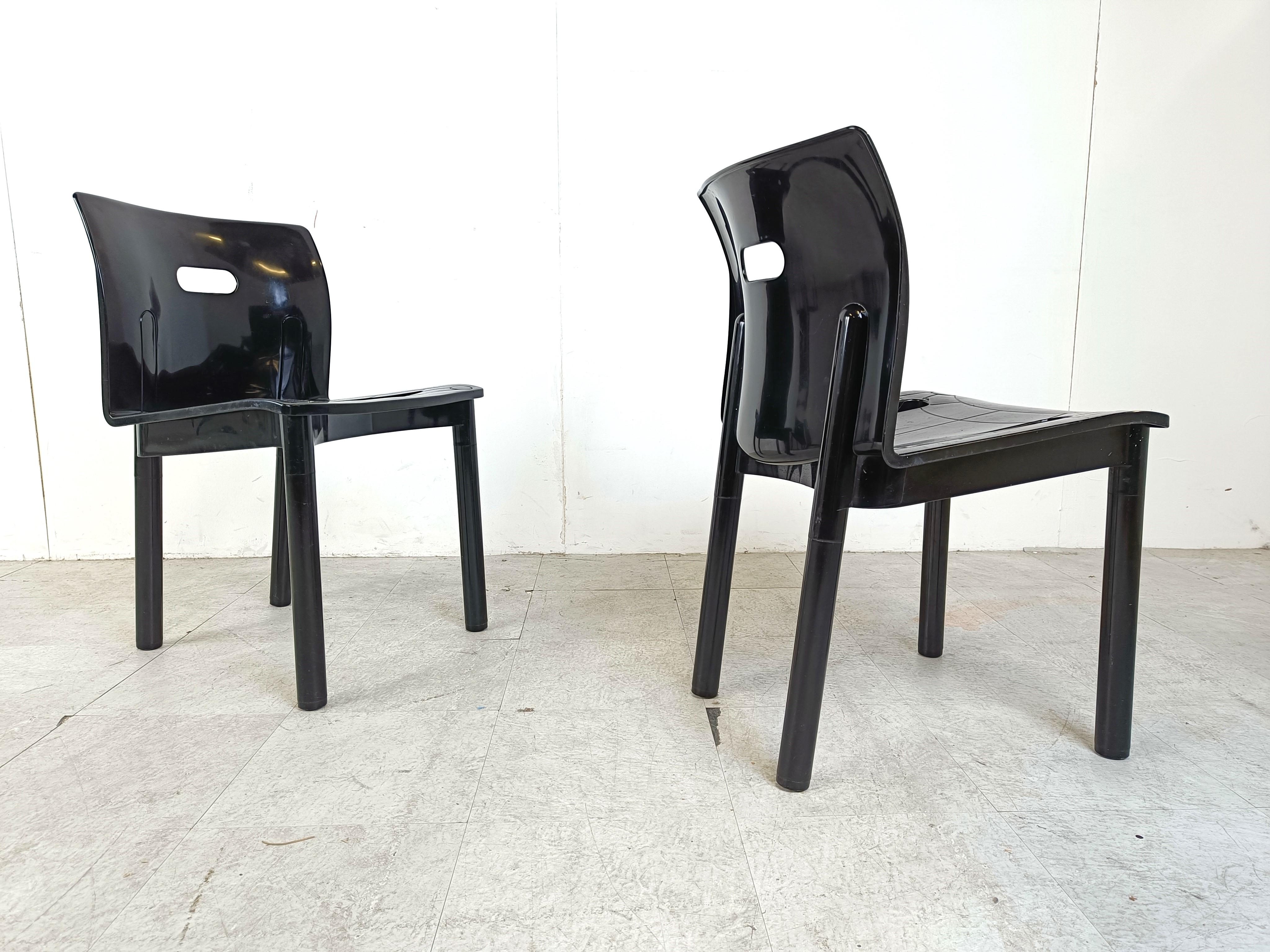 Model 4870 Dining Chairs by Anna Castelli Ferrieri for Kartell, 1980s, Set of 4 For Sale 2
