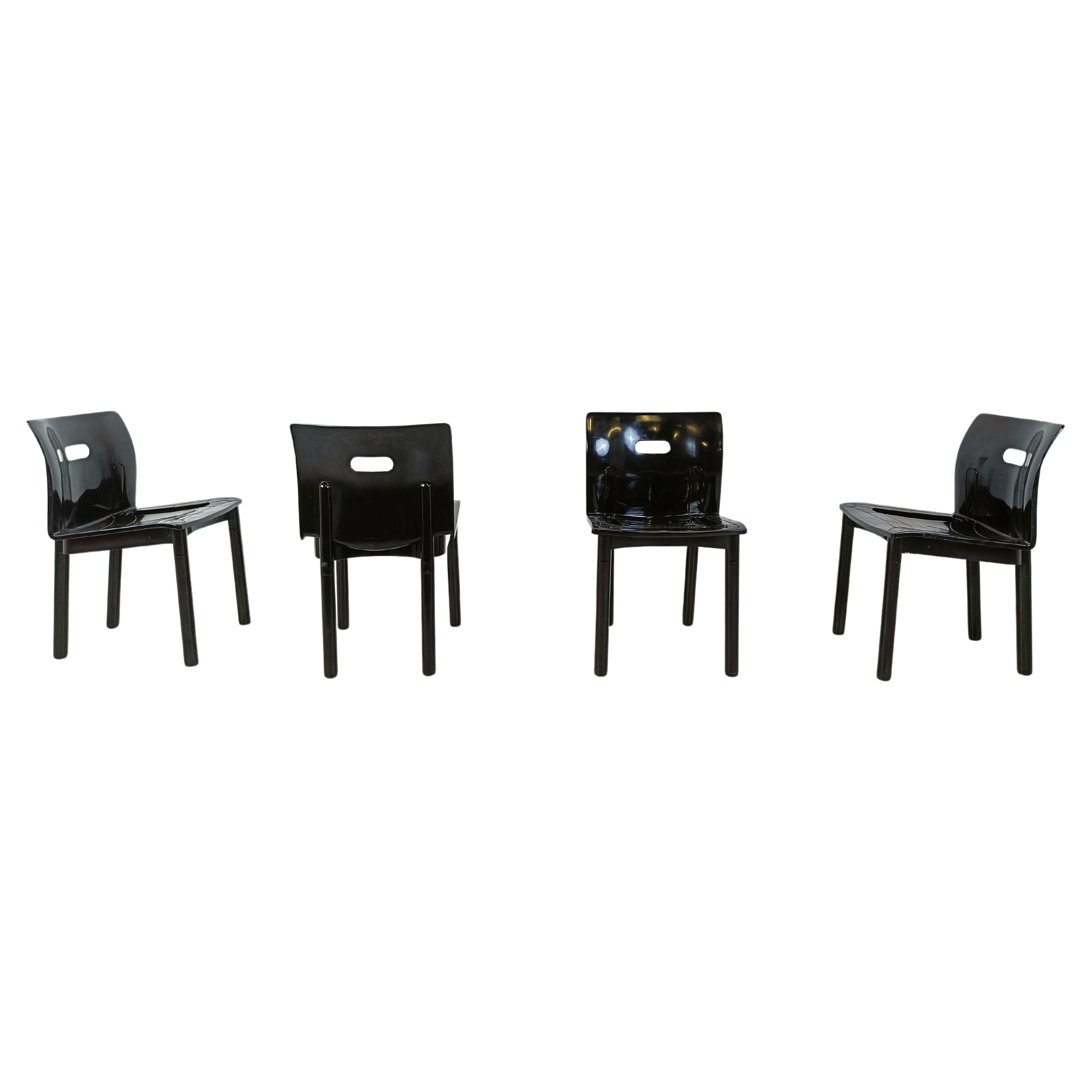 Model 4870 Dining Chairs by Anna Castelli Ferrieri for Kartell, 1980s, Set of 4 For Sale