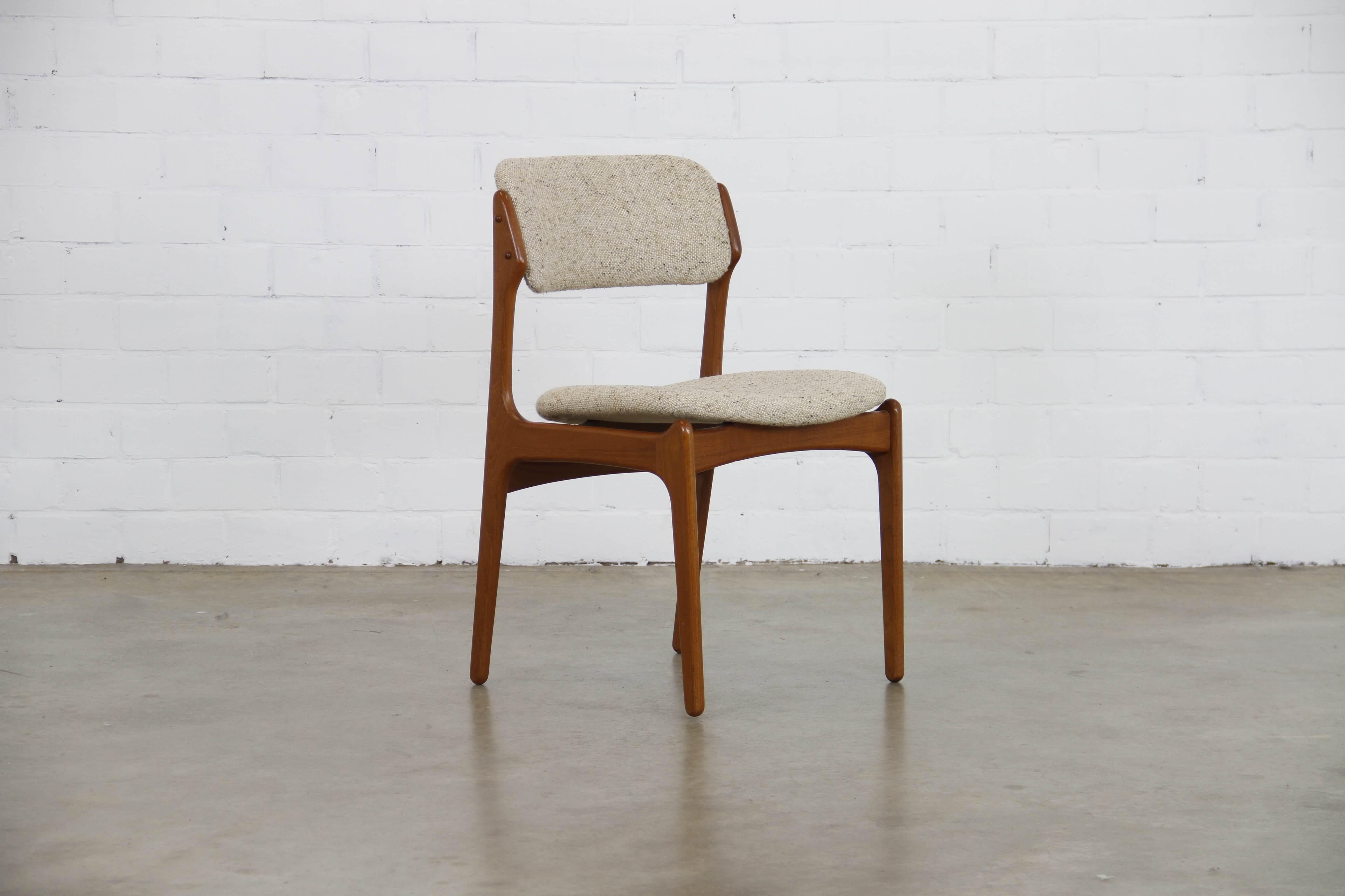 Scandinavian Modern Model 49 Teak & Wool Dining Chairs by Erik Buch for O.D. Møbler, 1960s, Set of 6