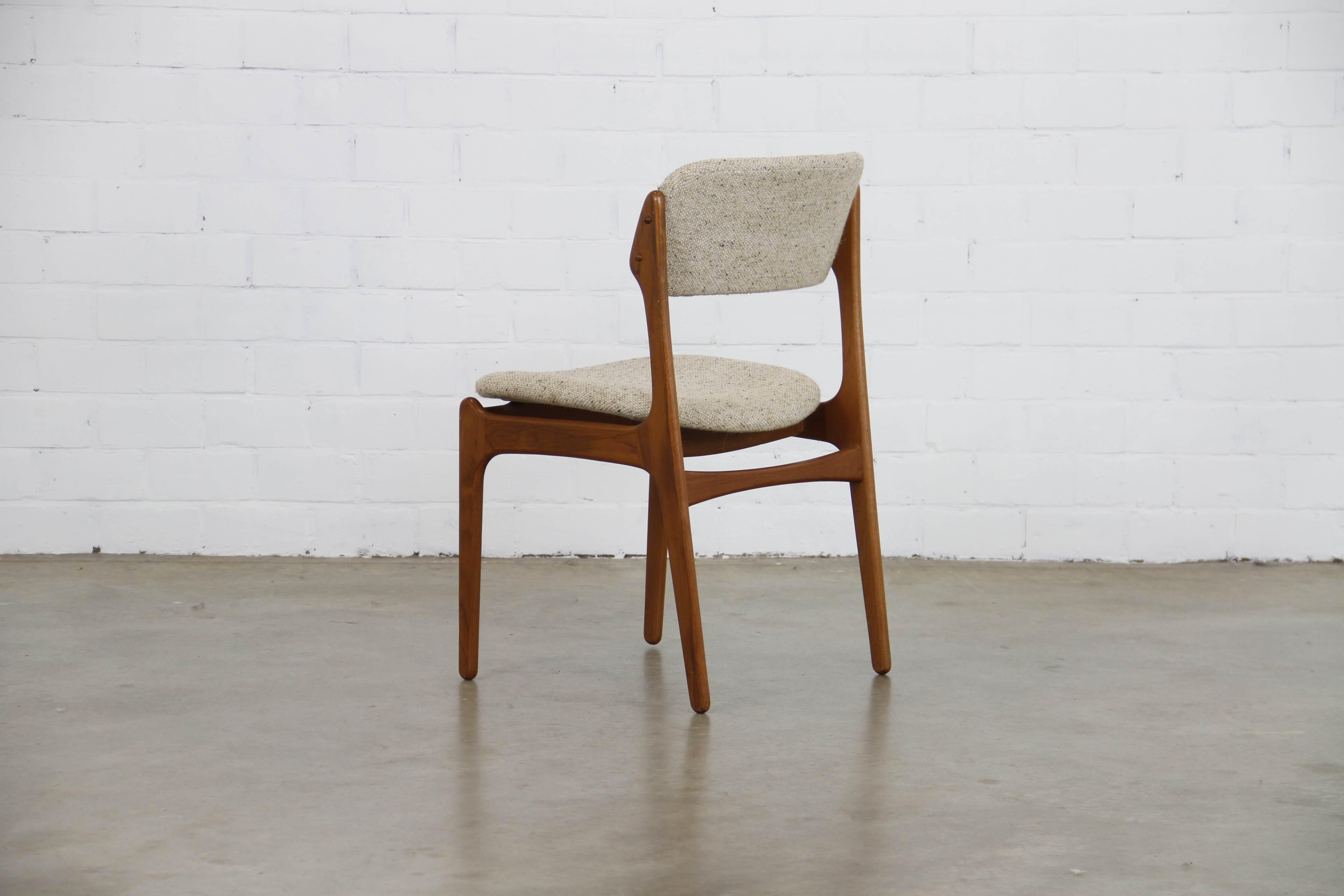 Danish Model 49 Teak & Wool Dining Chairs by Erik Buch for O.D. Møbler, 1960s, Set of 6