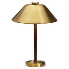 "Model 5014" Brass and Leather Table Lamp by Einar Bäckström, Sweden 1940s