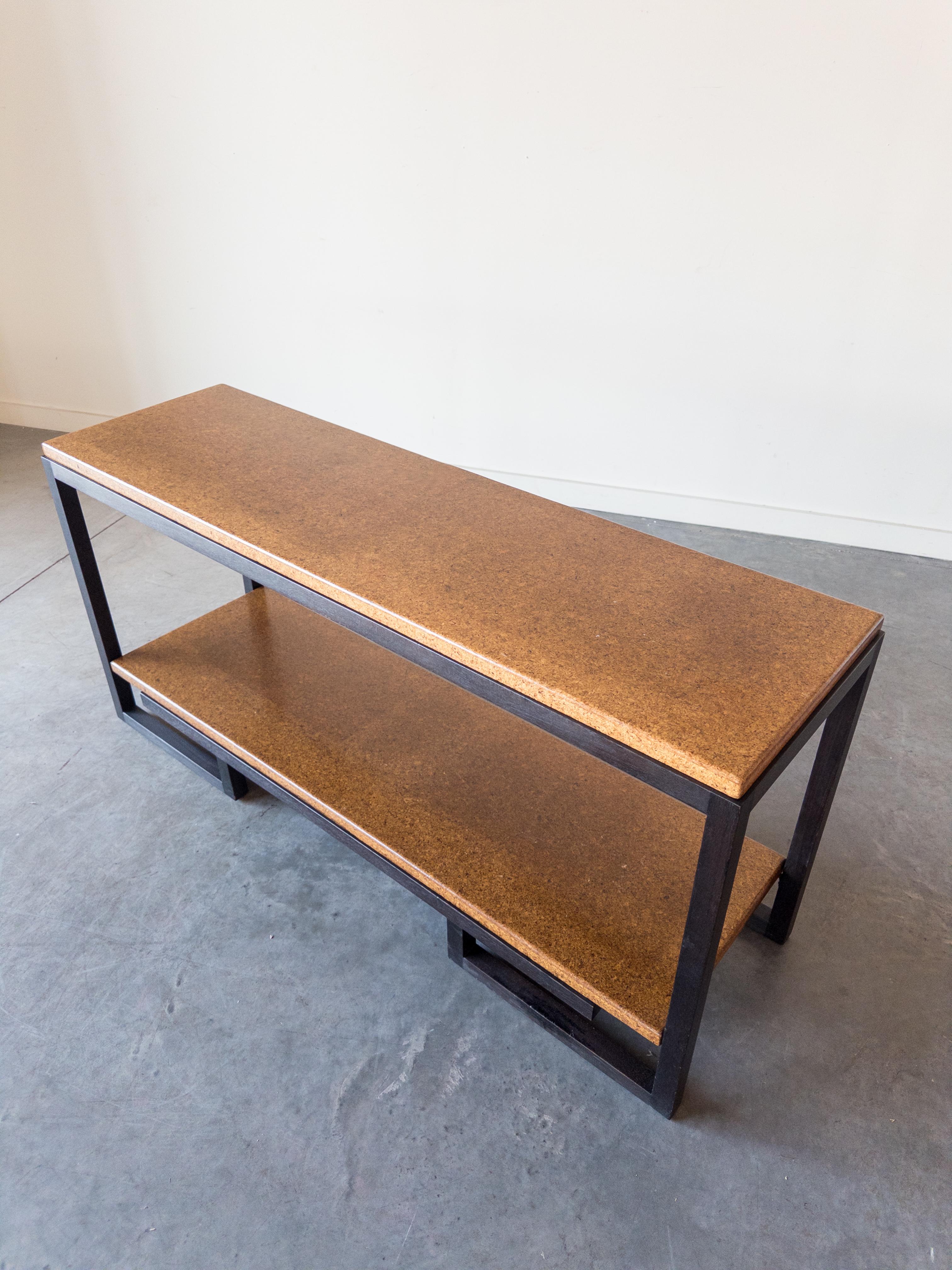 Mid-20th Century Model 5019 Two-tier console table by Paul T. Frankl for Johnson Furniture Compan For Sale
