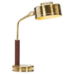 Vintage Model "51/M" Brass and Teak Table Lamp by Bröderna Johansson, Sweden 1950s
