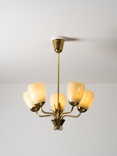 Model No. 51145 Kronleuchter aus Messing und Glas von Mauri Almari für Idman, Finnland, 1950er Jahre