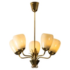 Model No 51145 Lustre en laiton et verre par Mauri Almari pour Idman, Finlande, années 1950
