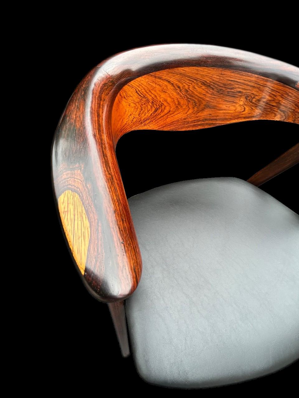 Hardwood Model 52 Chair by Erik Kirkegaard for Høng Stolefabrik in Santos Rosewood