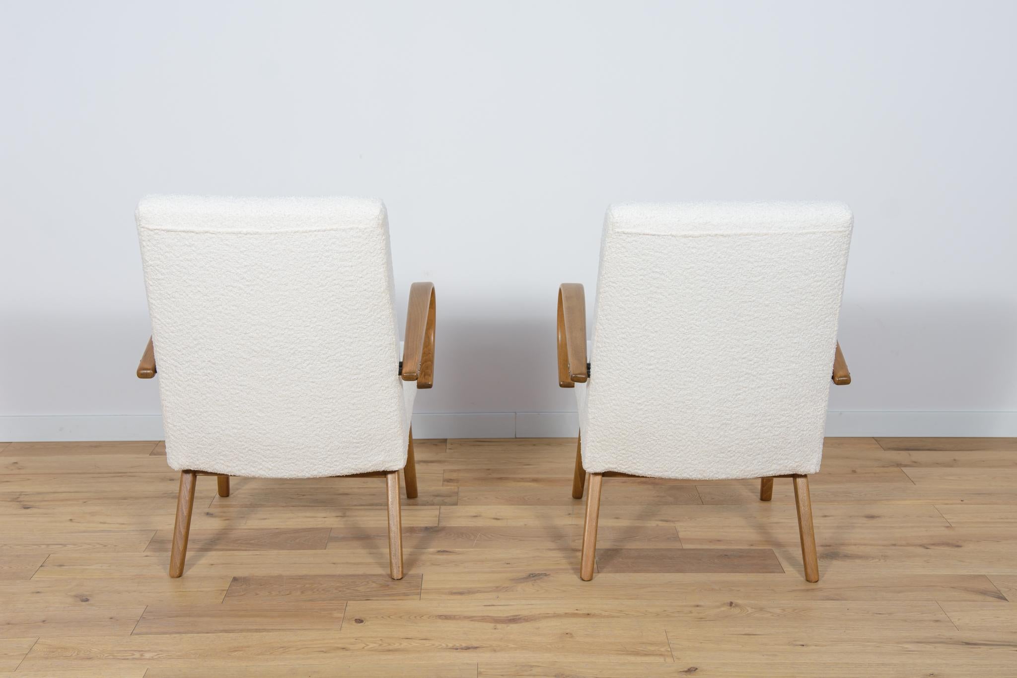 Fabric Model 53 Armchairs by Jaroslav Smidek for Ton, 1960s, Set of 2 For Sale