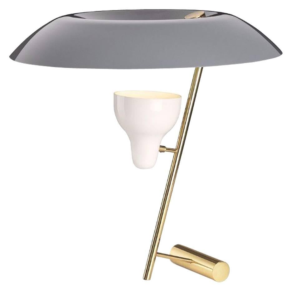 Model 548 Dimmable Table Lamp by Gino Sarfatti in Grey/Burnish or Polish Brass For Sale