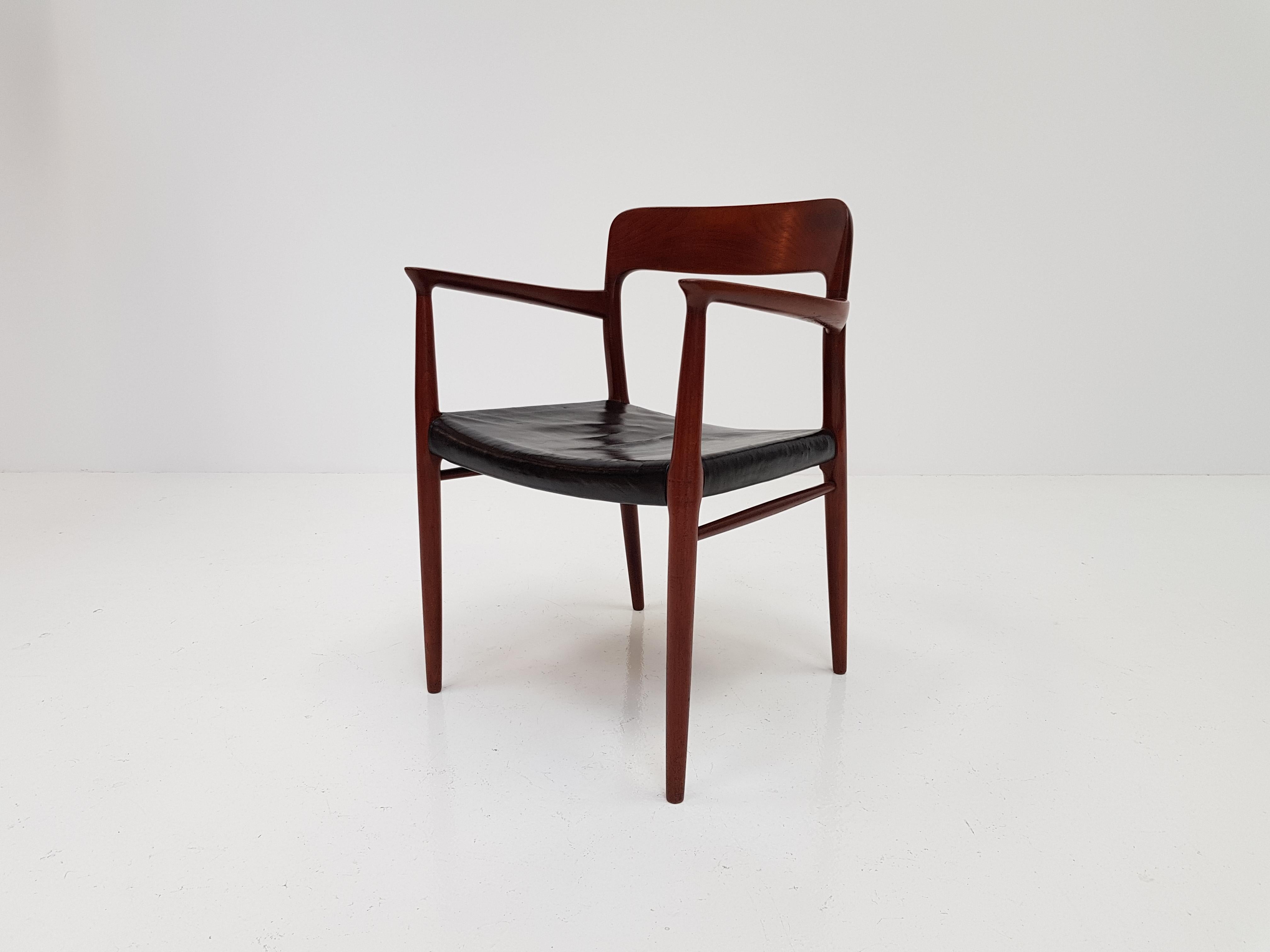 Model 56 Armchair in Teak and Black Leather by Niels Otto Møller 5