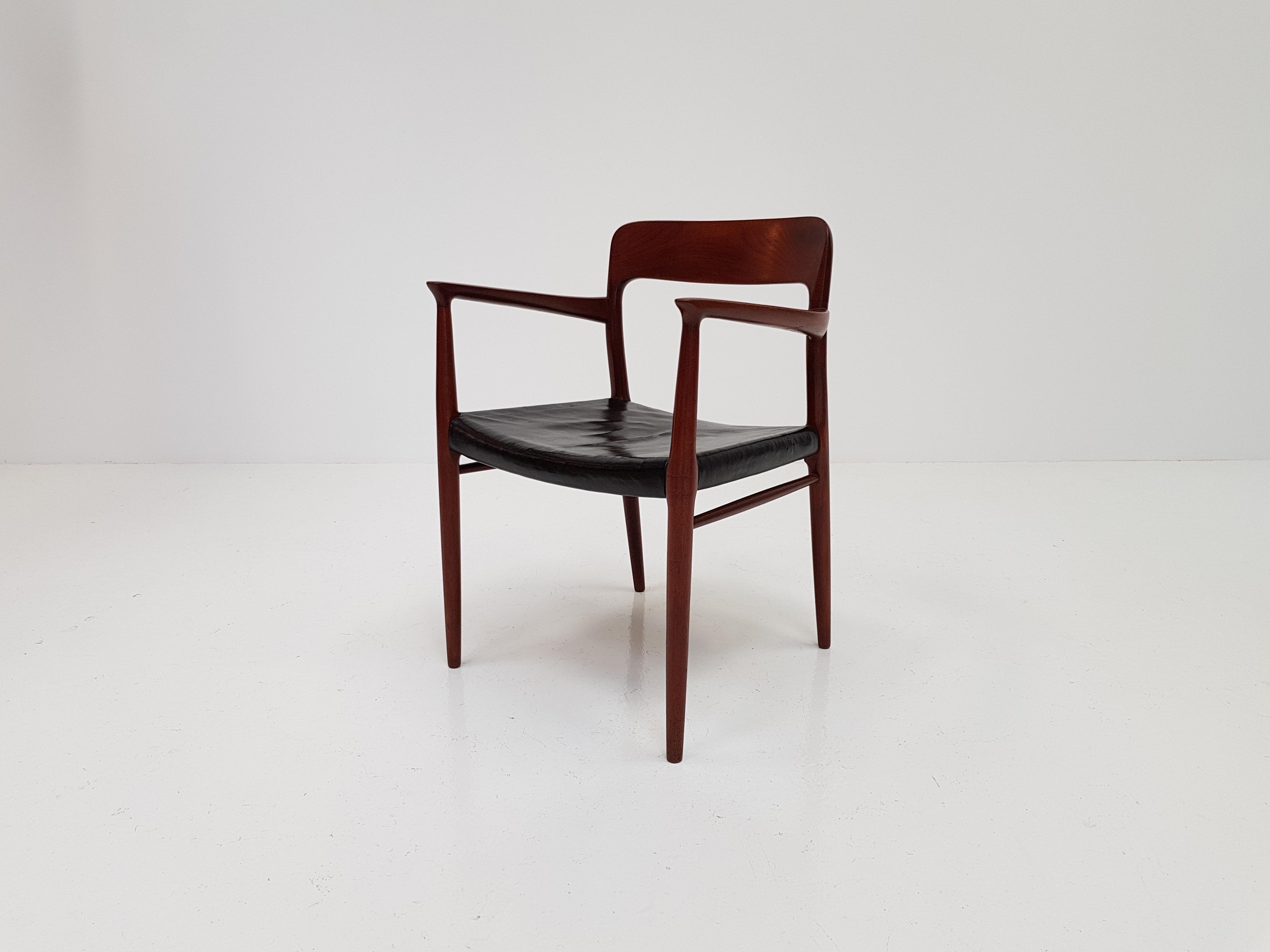 Model 56 Armchair in Teak and Black Leather by Niels Otto Møller 3