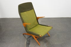 Model 6 Danish Modern Highback Lounge Chair in Green Wool