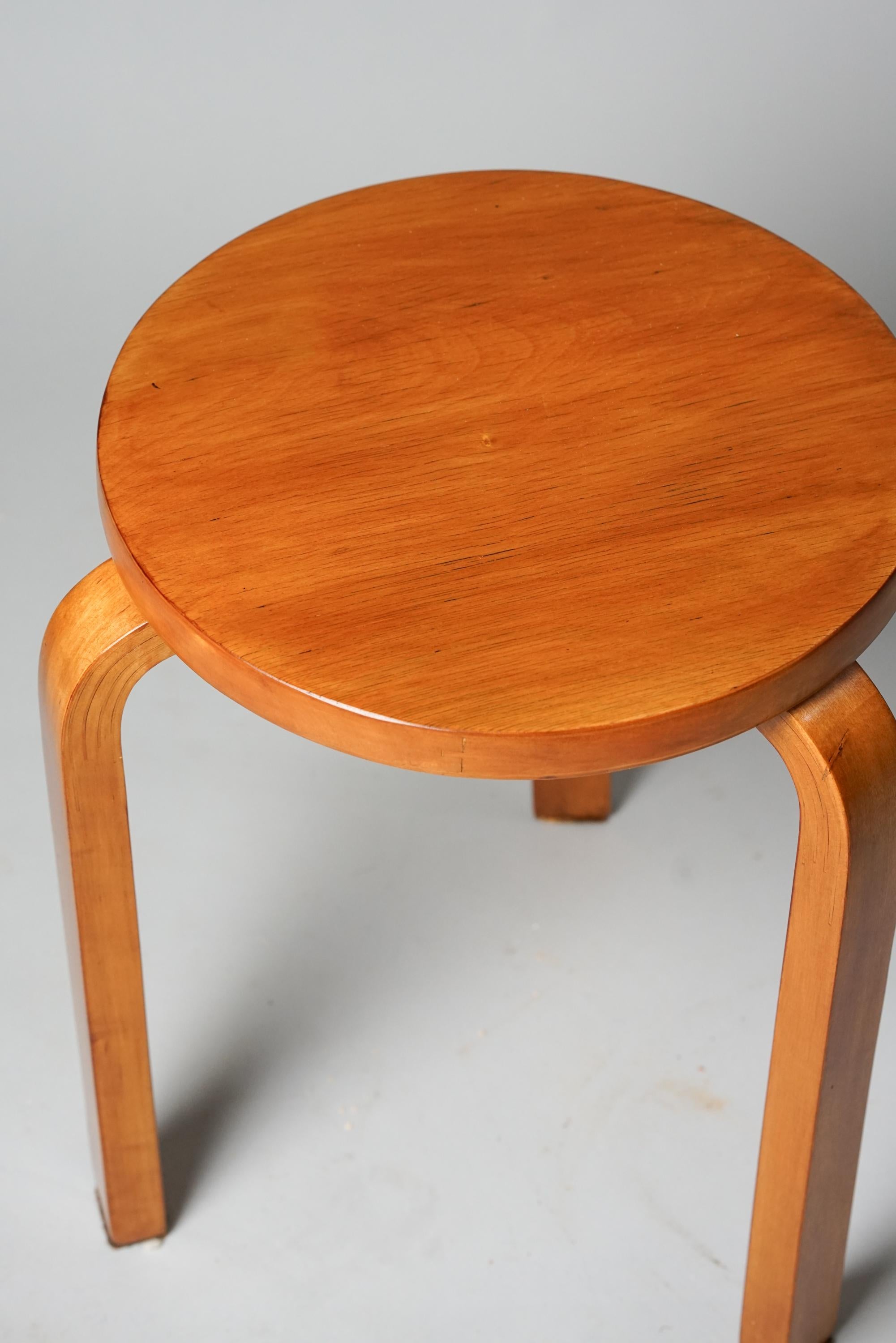 Model 60 Stool, designed by Alvar Aalto, manufactured by Oy Huonekalu- ja Rakennustyötehdas Ab, 1930/1940s. Birch. Good vintage condition, gorgeous patina. 

Alvar Aalto (1898-1976) is probably the most famous Finnish architect and designer in the