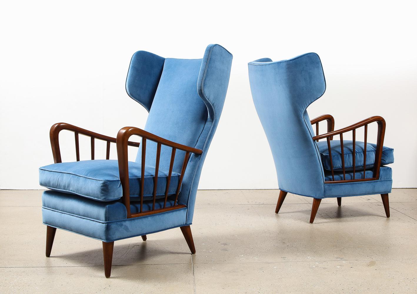 Hand-Crafted Model #6053B Wing Chairs by Osvaldo Borsani for ABV