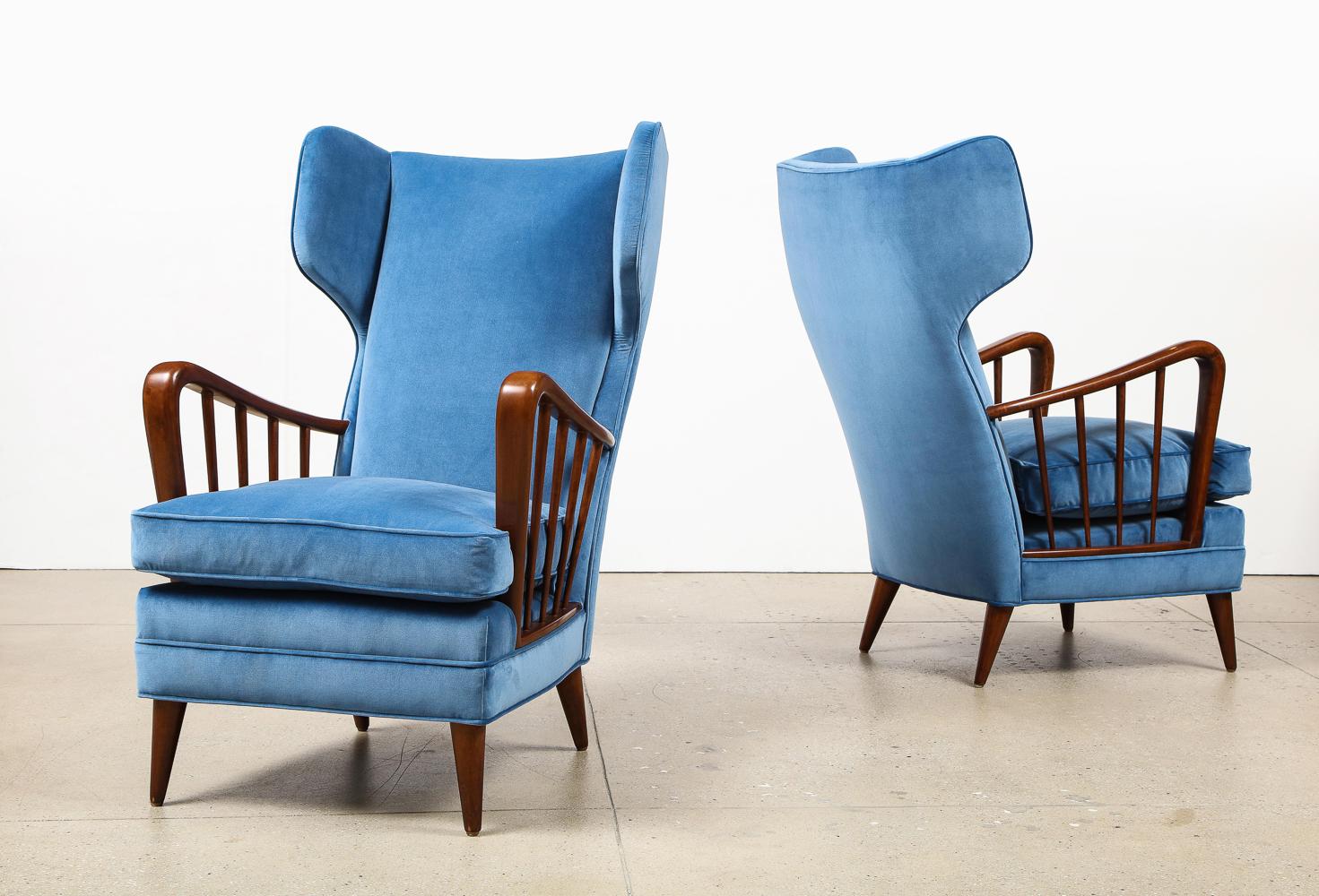 Velvet Model #6053B Wing Chairs by Osvaldo Borsani for ABV