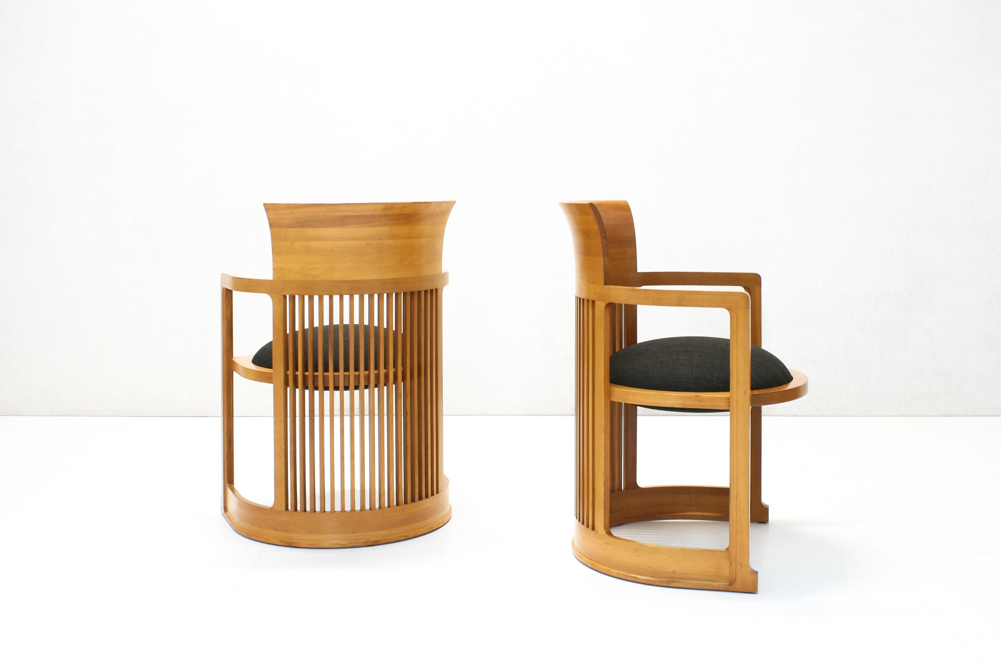 Italian Model 606 Taliesin Barrel Armchairs by Frank Lloyd Wright for Cassina, 1986