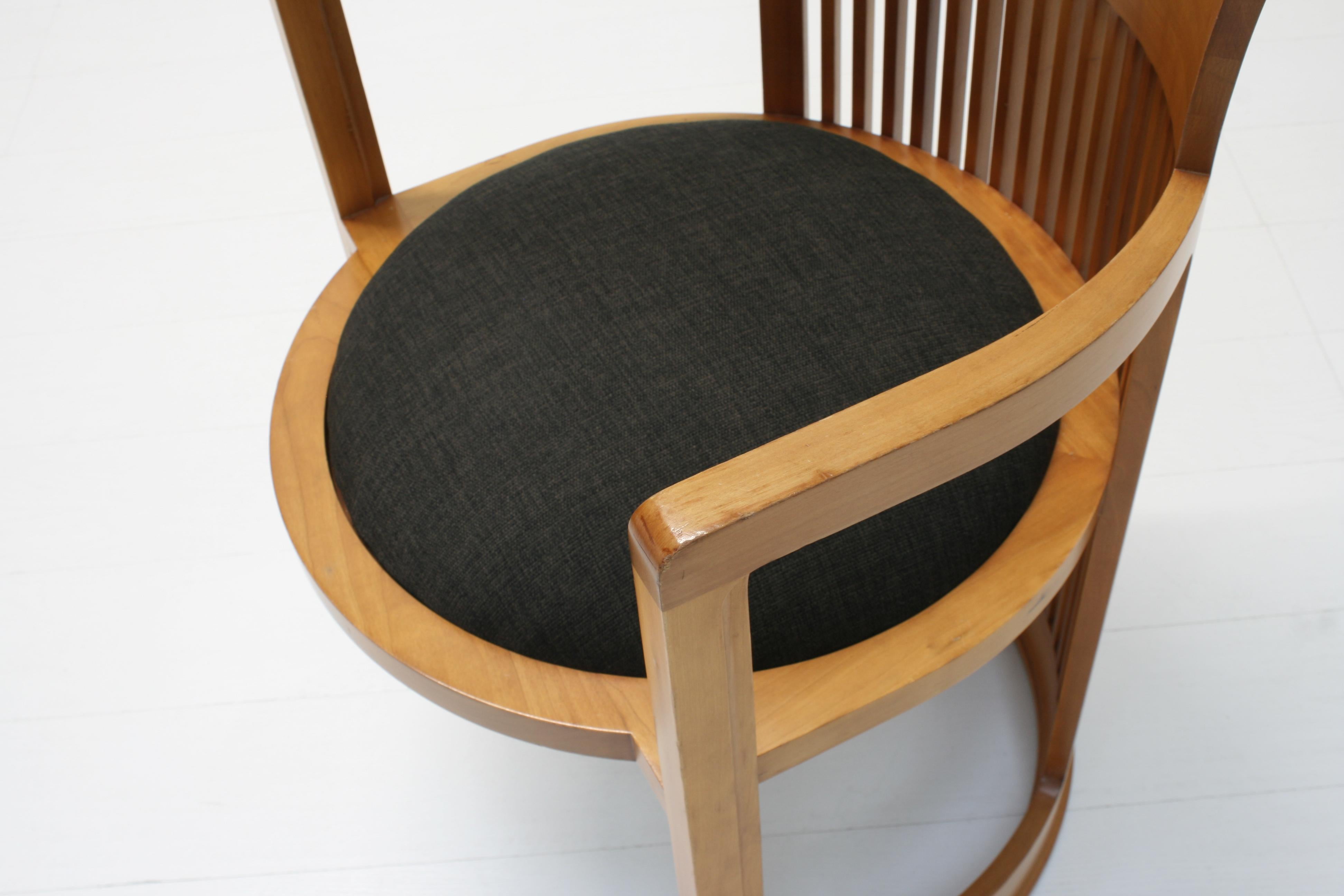 Fabric Model 606 Taliesin Barrel Armchairs by Frank Lloyd Wright for Cassina, 1986