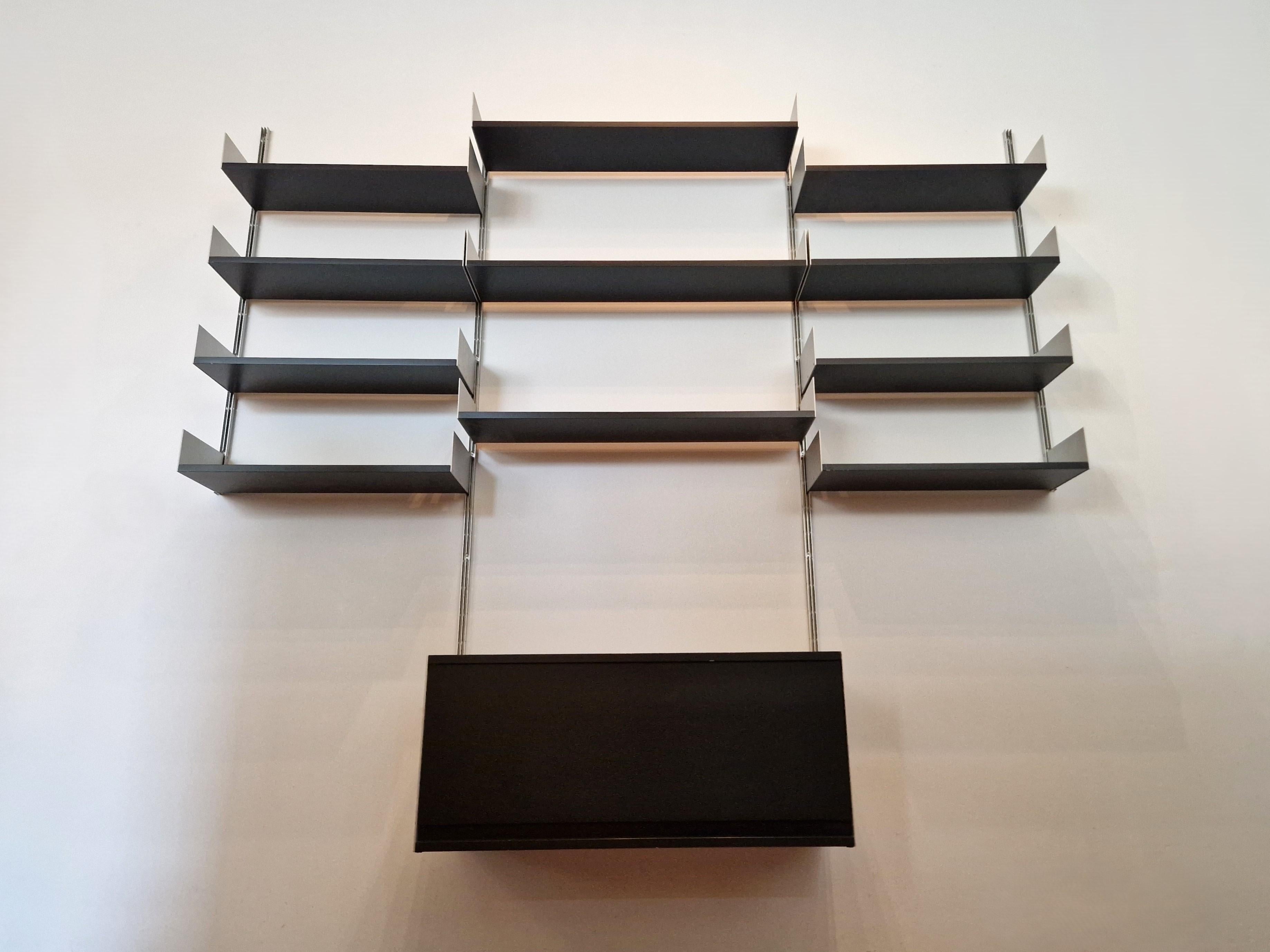 Mid-Century Modern Model 606 wall unit in black by Dieter Rams for Vitsoe
