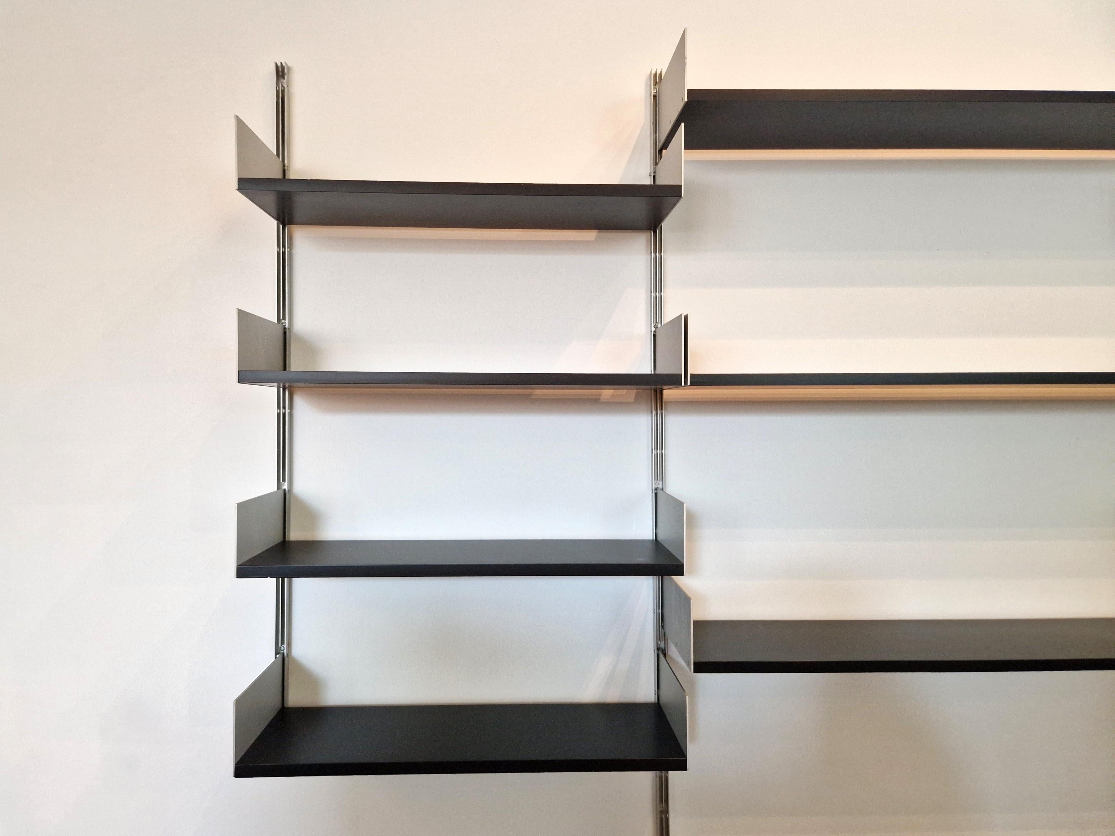 Mid-20th Century Model 606 wall unit in black by Dieter Rams for Vitsoe