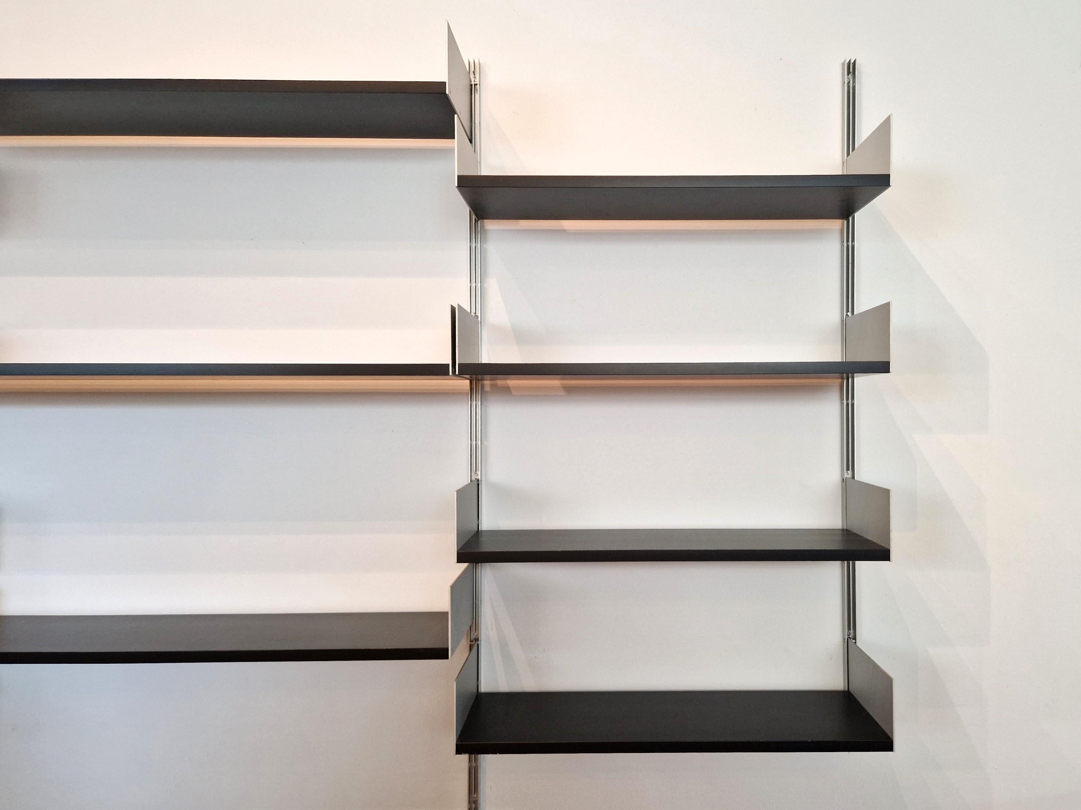 Metal Model 606 wall unit in black by Dieter Rams for Vitsoe