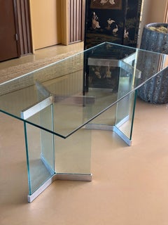 Model 6060 glass and chrome dining table by Irving Rosen for PACE, circa 1975