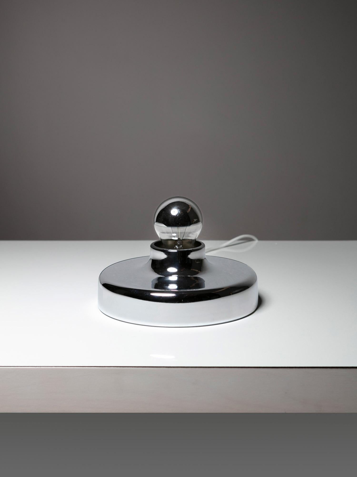 Italian Model 608 Table Chrome Round Lamp by Gino Sarfatti for Arteluce, Italy, 1970s For Sale