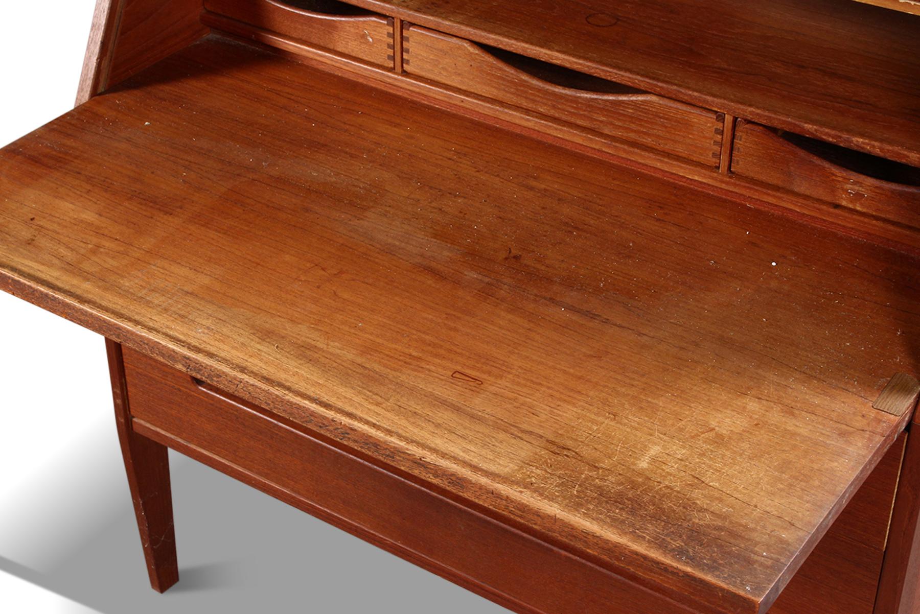 20th Century Model 63 Drop Front Teak Secretary Desk by Kai Kristiansen For Sale