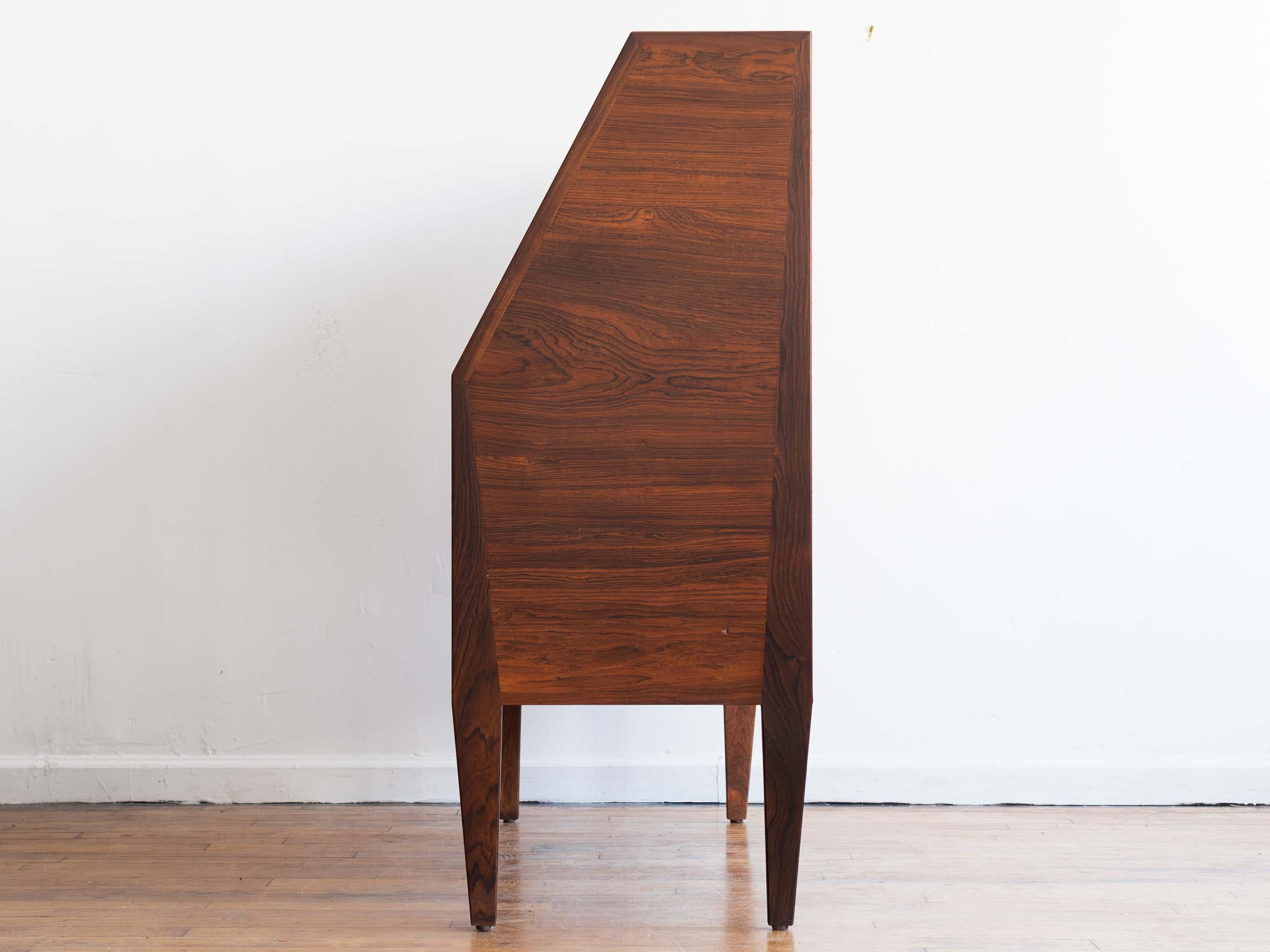 Model 63 Drop Front Teak Secretary Desk in Rosewood by Kai Kristiansen In Good Condition In Chicago, IL