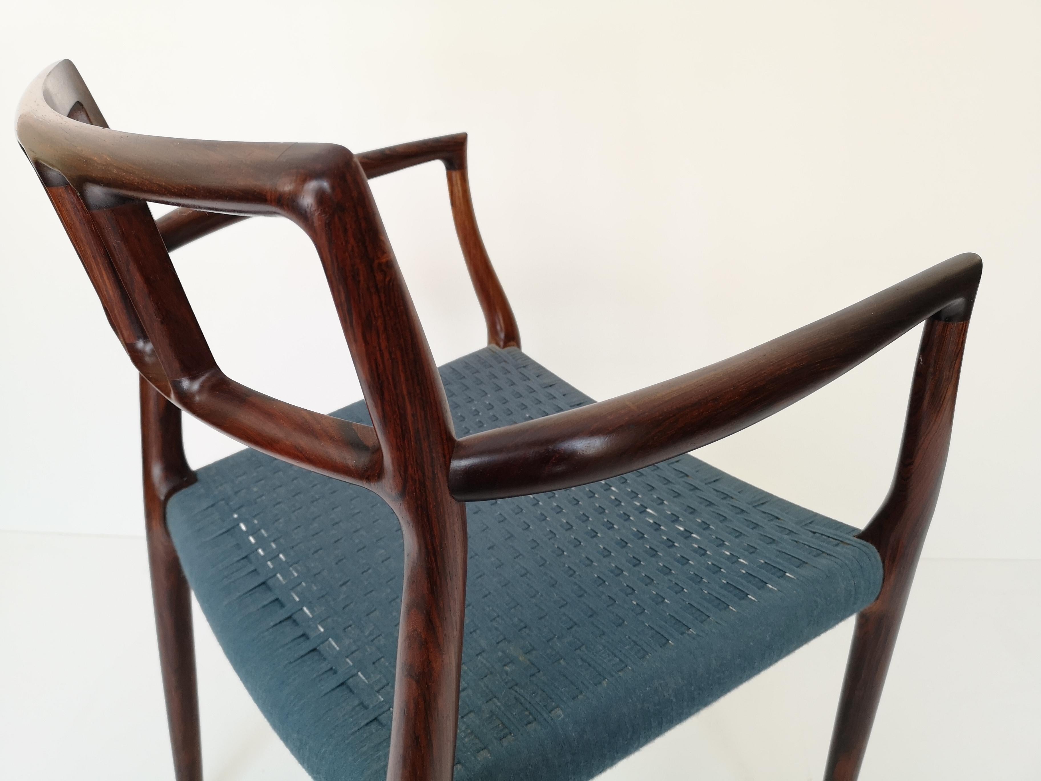 Model 64 Rosewood Armchair by Niels Moller For Sale 8