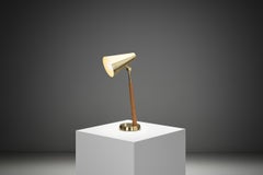 Model "6408" Brass and Oak Table Lamp by Falkenbergs, Sweden 1950s