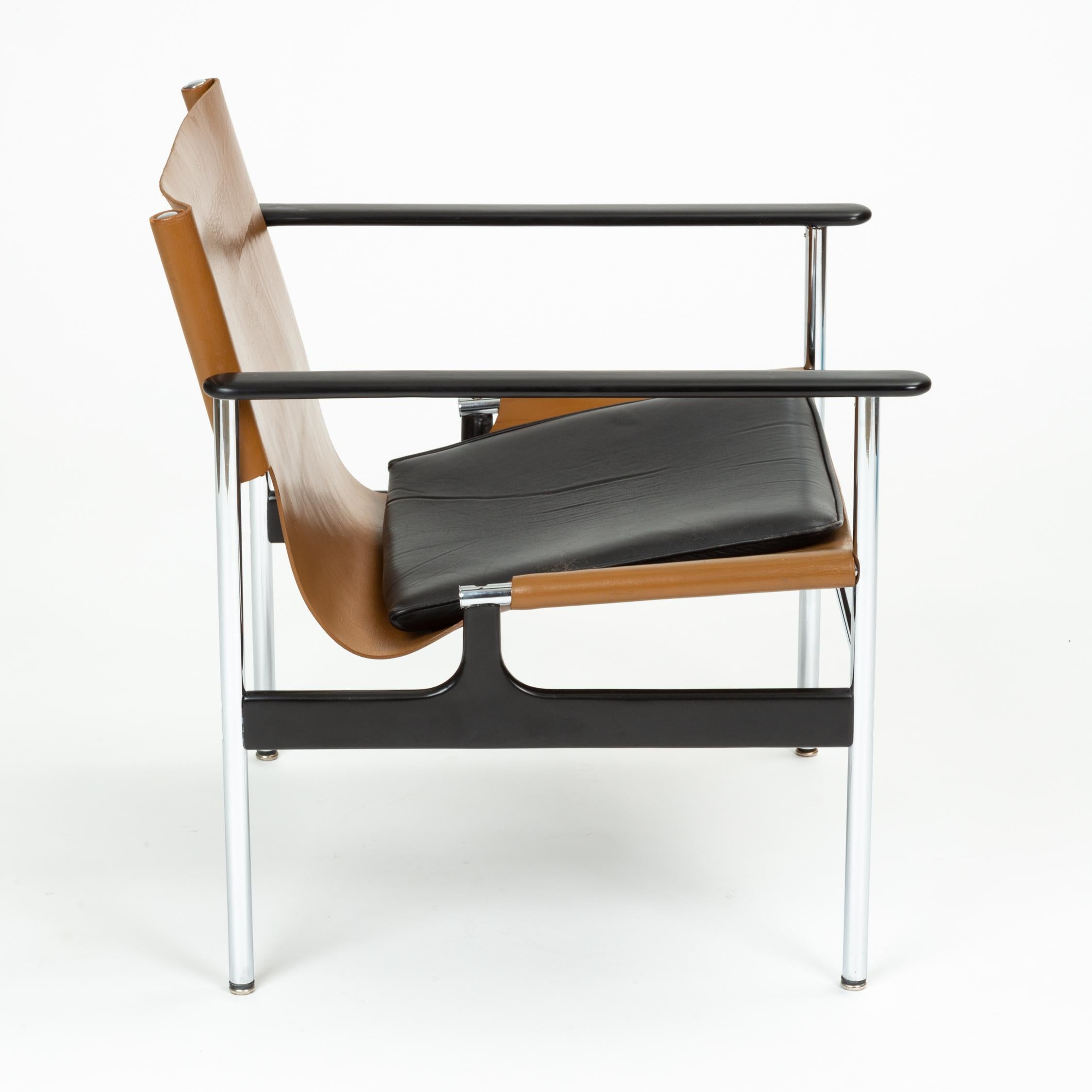 Leather Charles Pollock for Knoll Model 657 Lounge Chair