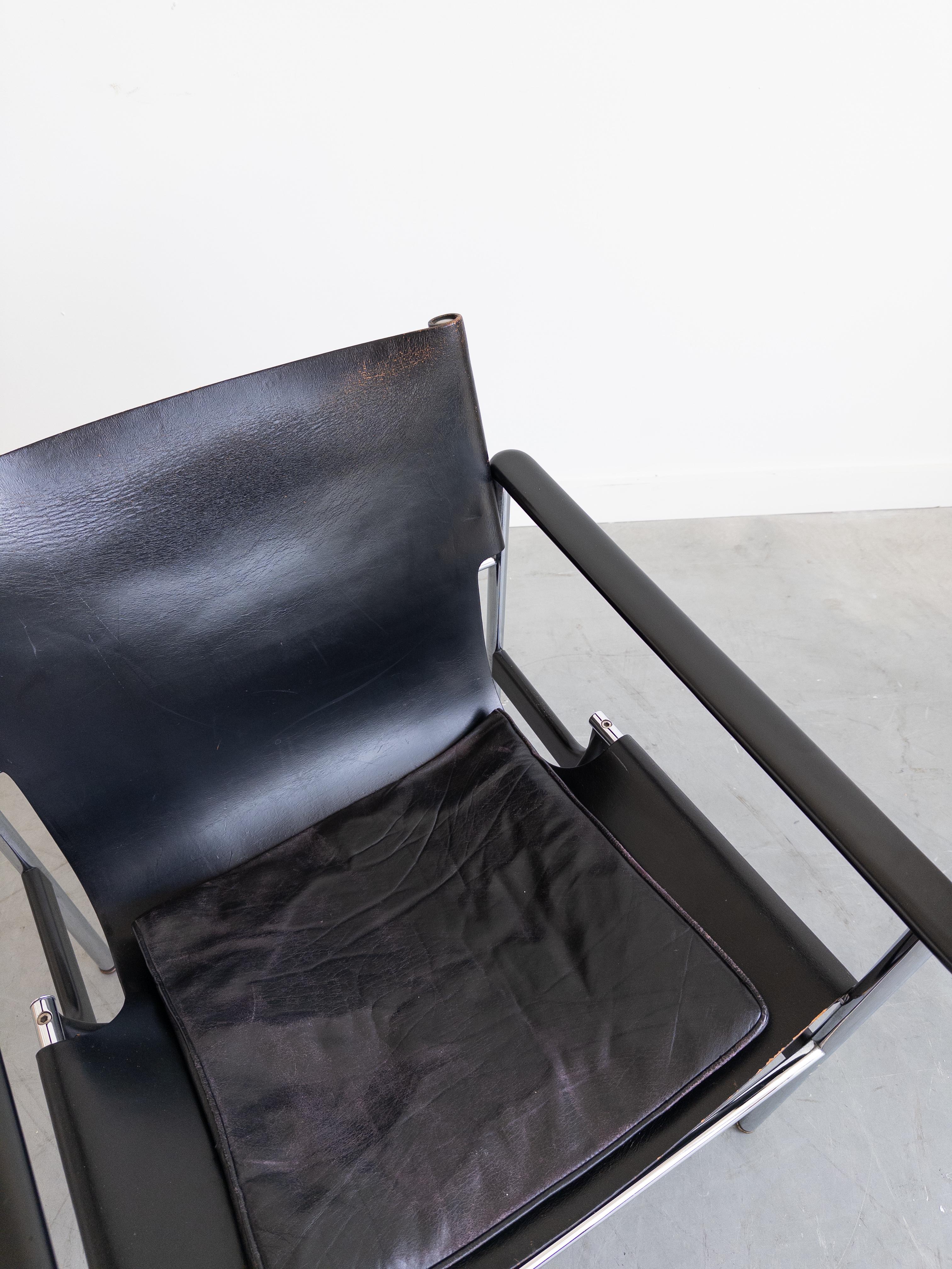 Leather Model 657 Sling Chair by Charles Pollock for Knoll International For Sale